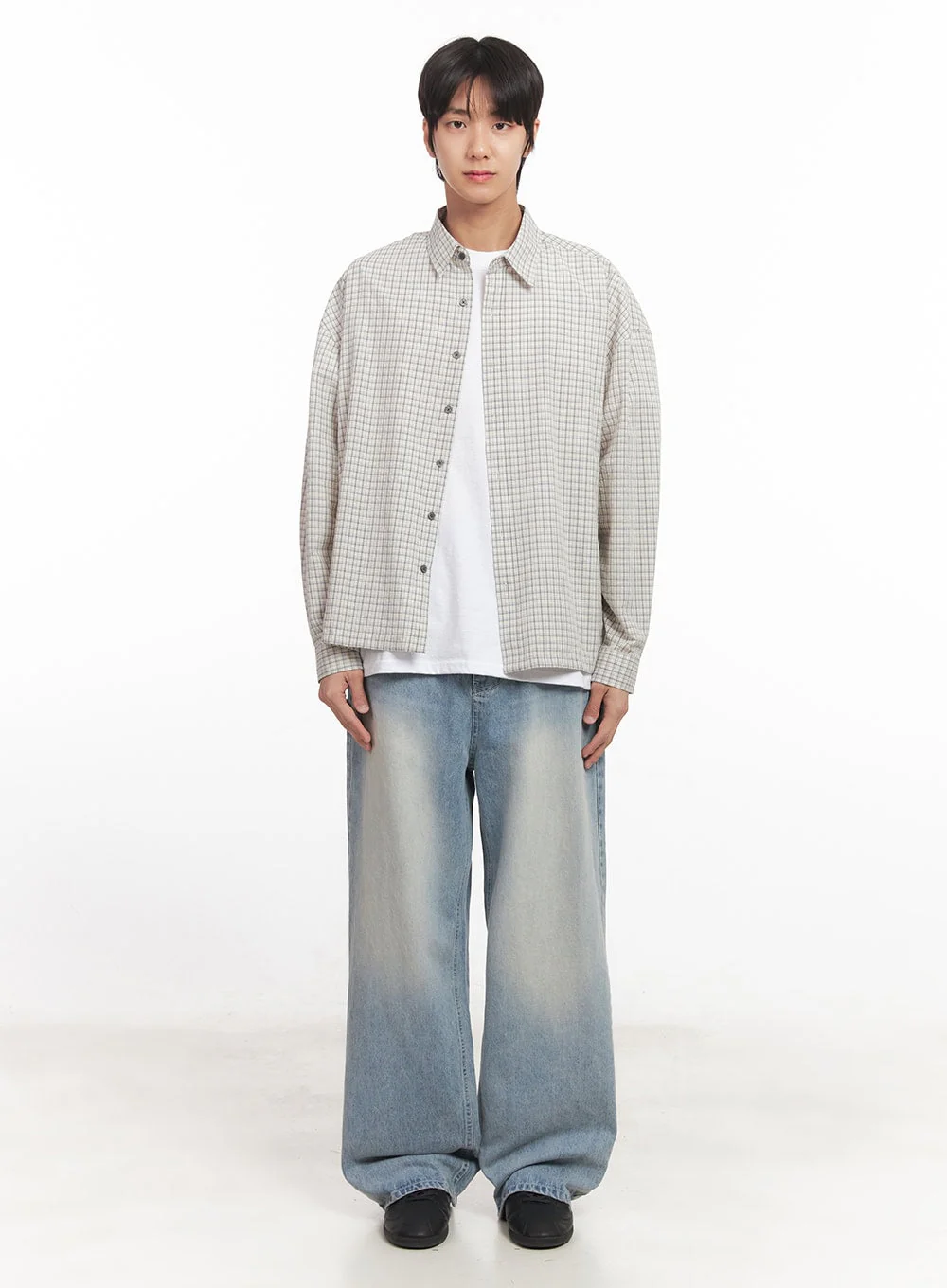 Men's Wide-Fit Washed Denim Jeans IA510 - Image 5
