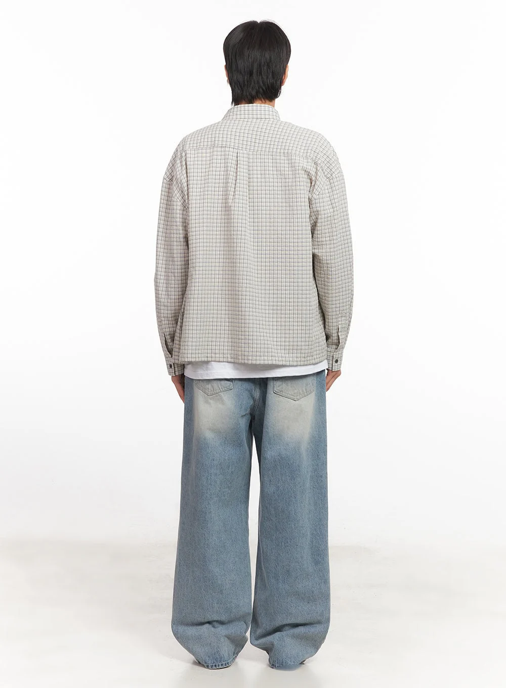 Men's Wide-Fit Washed Denim Jeans IA510 - Image 7