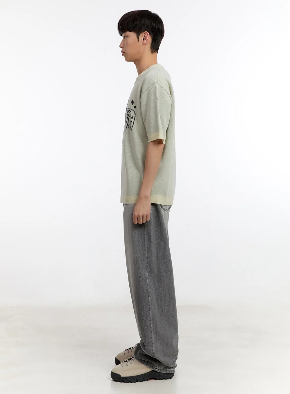 Men's Wide-Fit Washed Jeans IA507 - Image 8