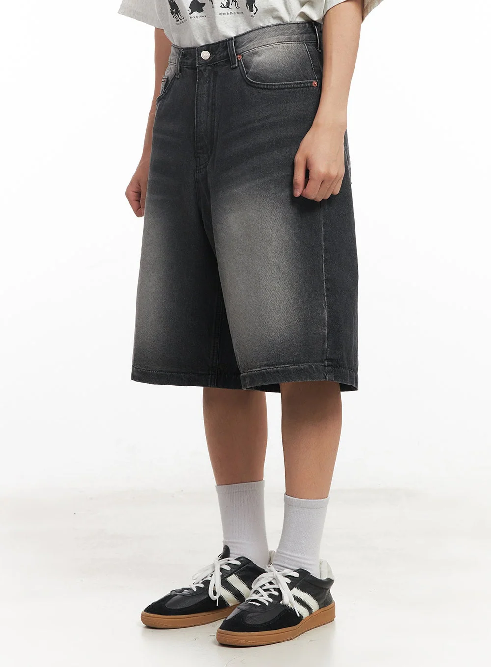 Men's Wide-Fit Washed Jorts IA521 - Image 4