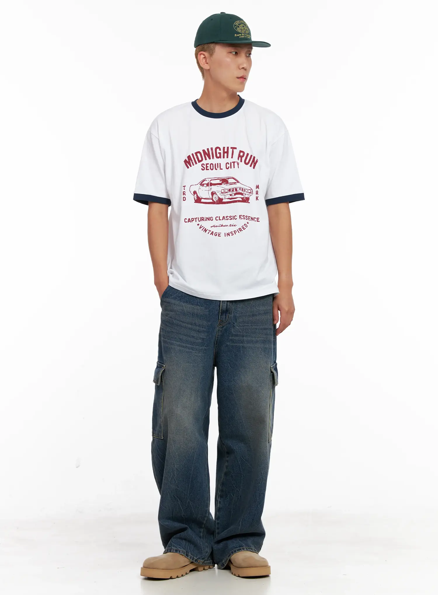 Men's Wide-Leg Cargo Denim Jeans IL518 - Image 3