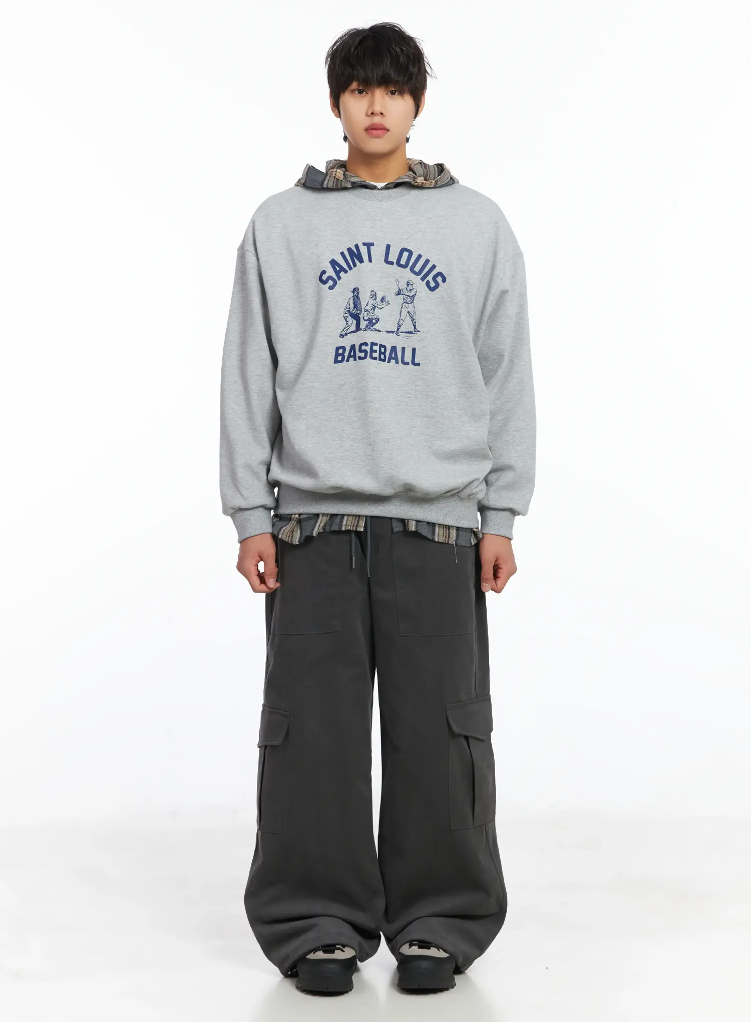 Men's Wide-Leg Drawstring Cargo Pants IJ512 - Image 3