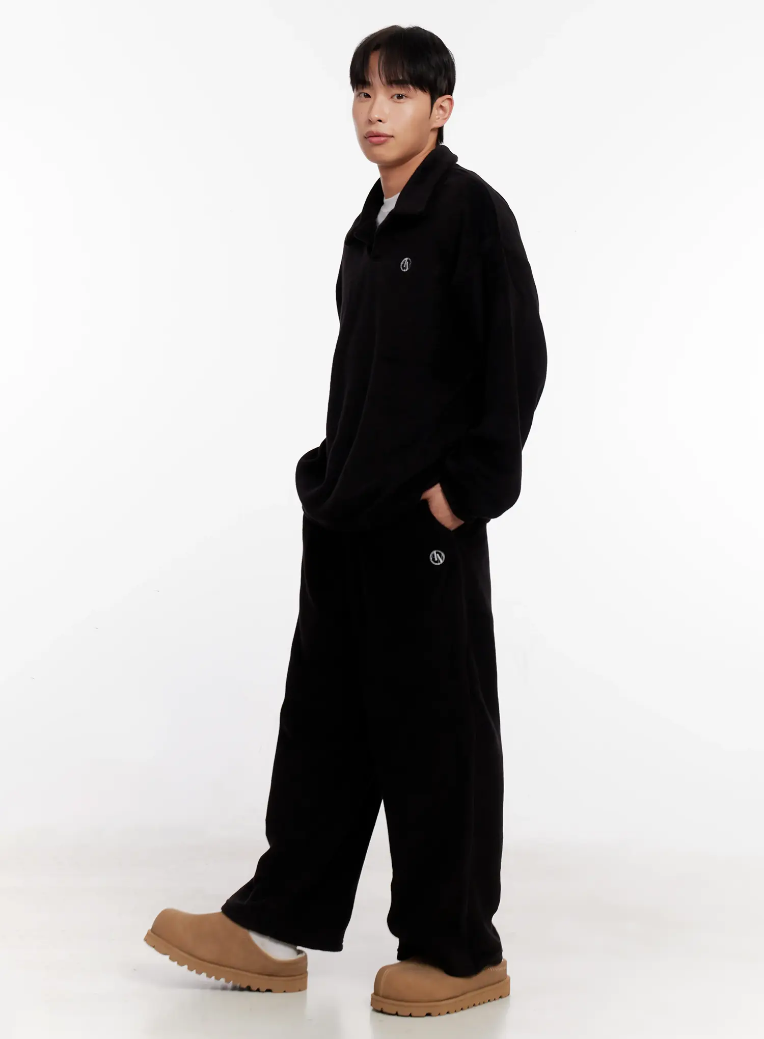 Men's Wide Leg Fleece Pants IO528 - Image 2