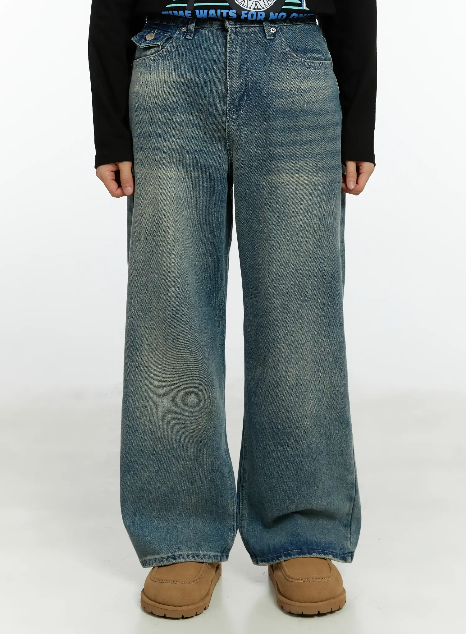 Men's Wide Leg Vintage Style Jeans IF510 - Image 5