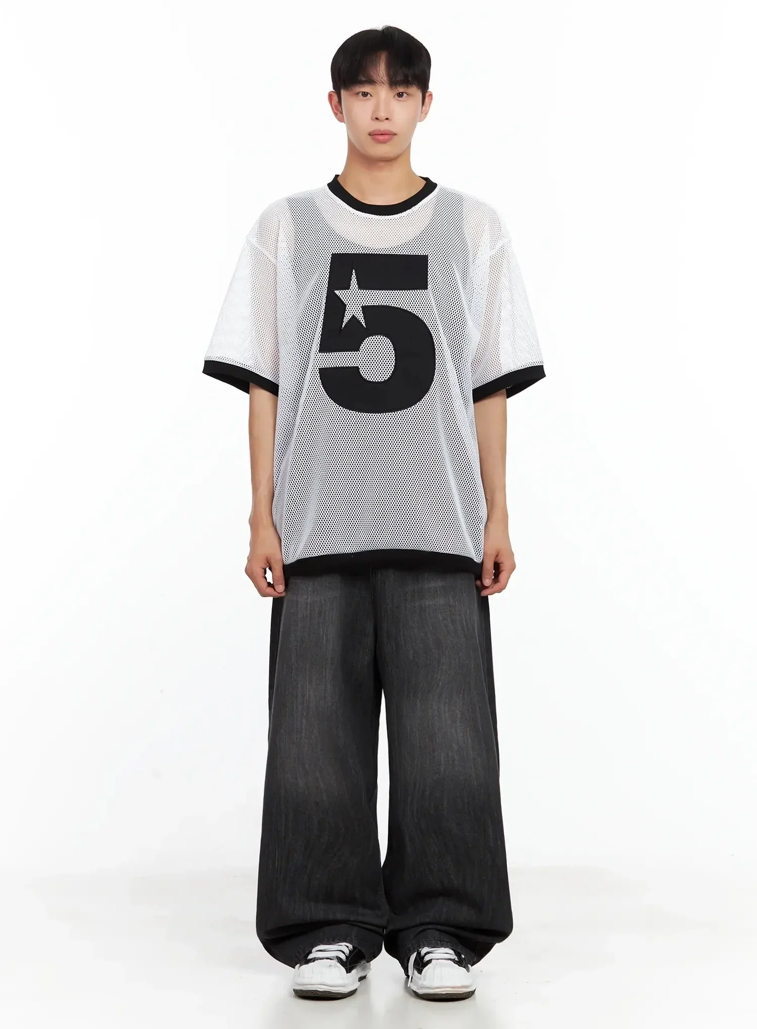 Men's Wide-Leg Washed Jeans IL516 - Image 5