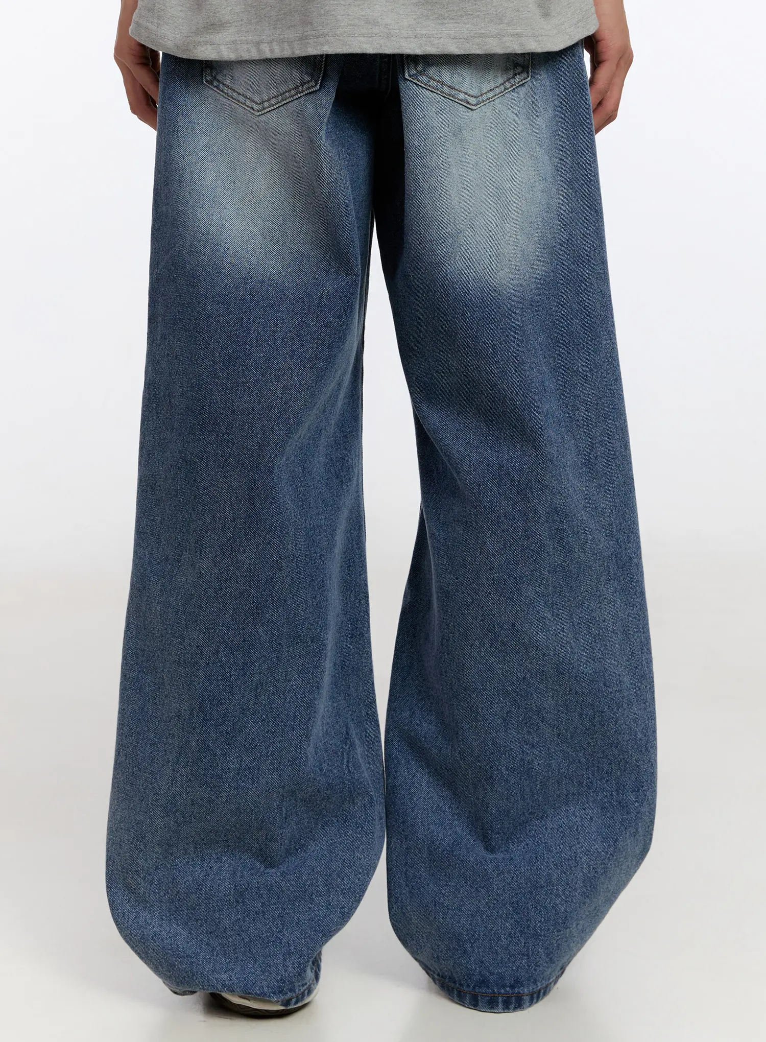 Men's Wide Leg Washed Jeans IN524 - Image 6