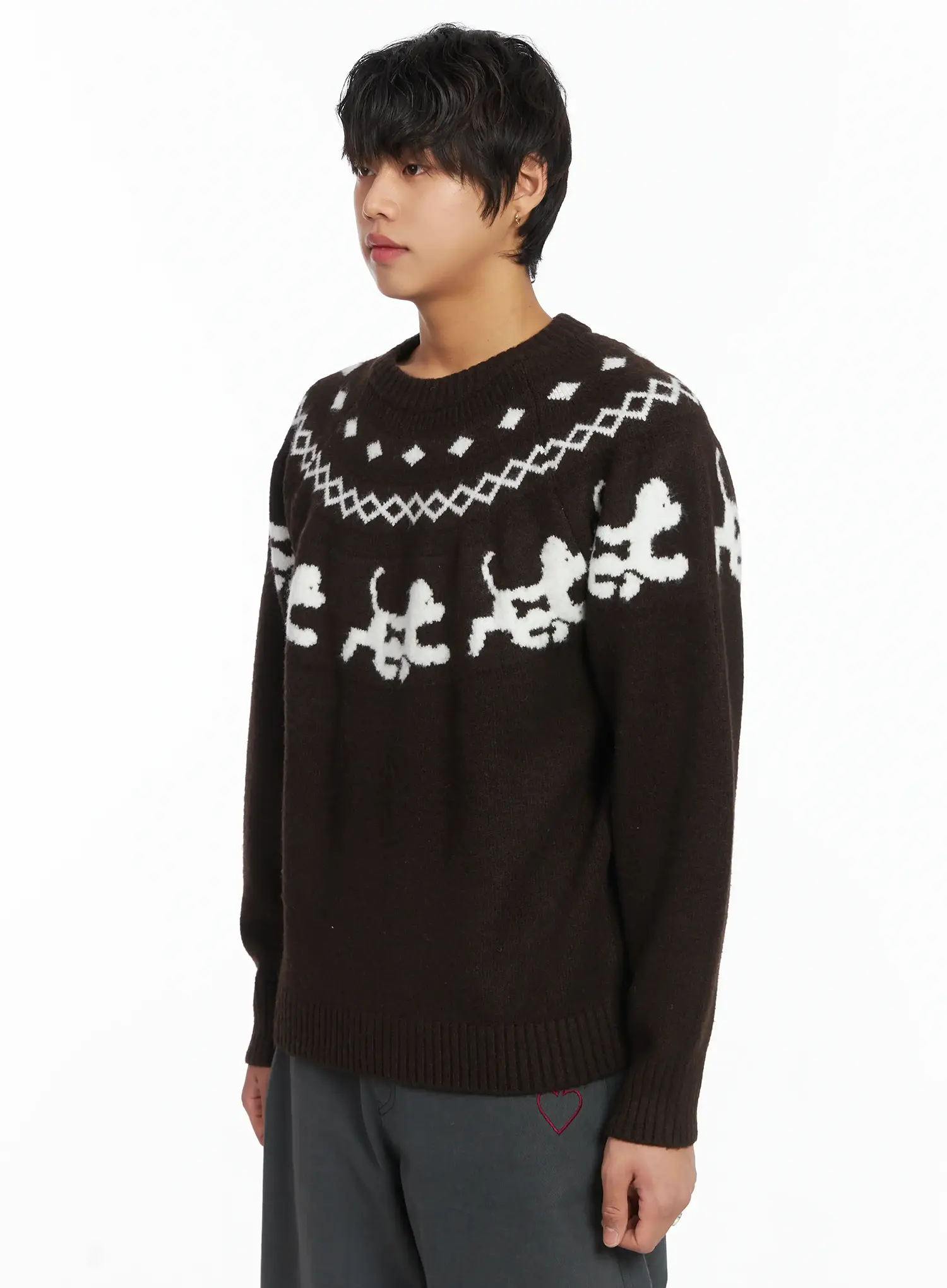 Men's Winter Graphic Wool Knit IJ512 - Image 4