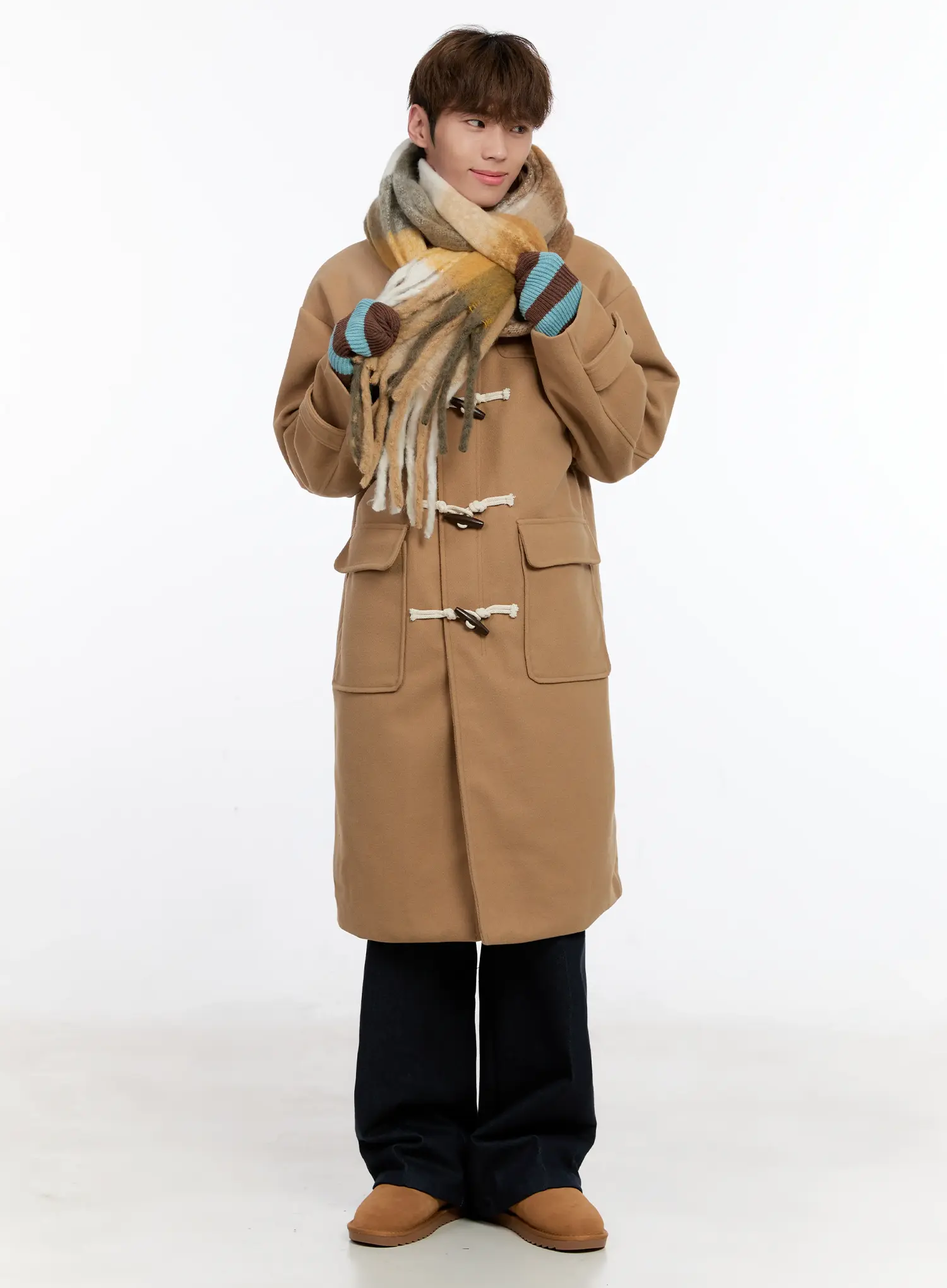Men's Wool Blended Long Toggle Coat IN512