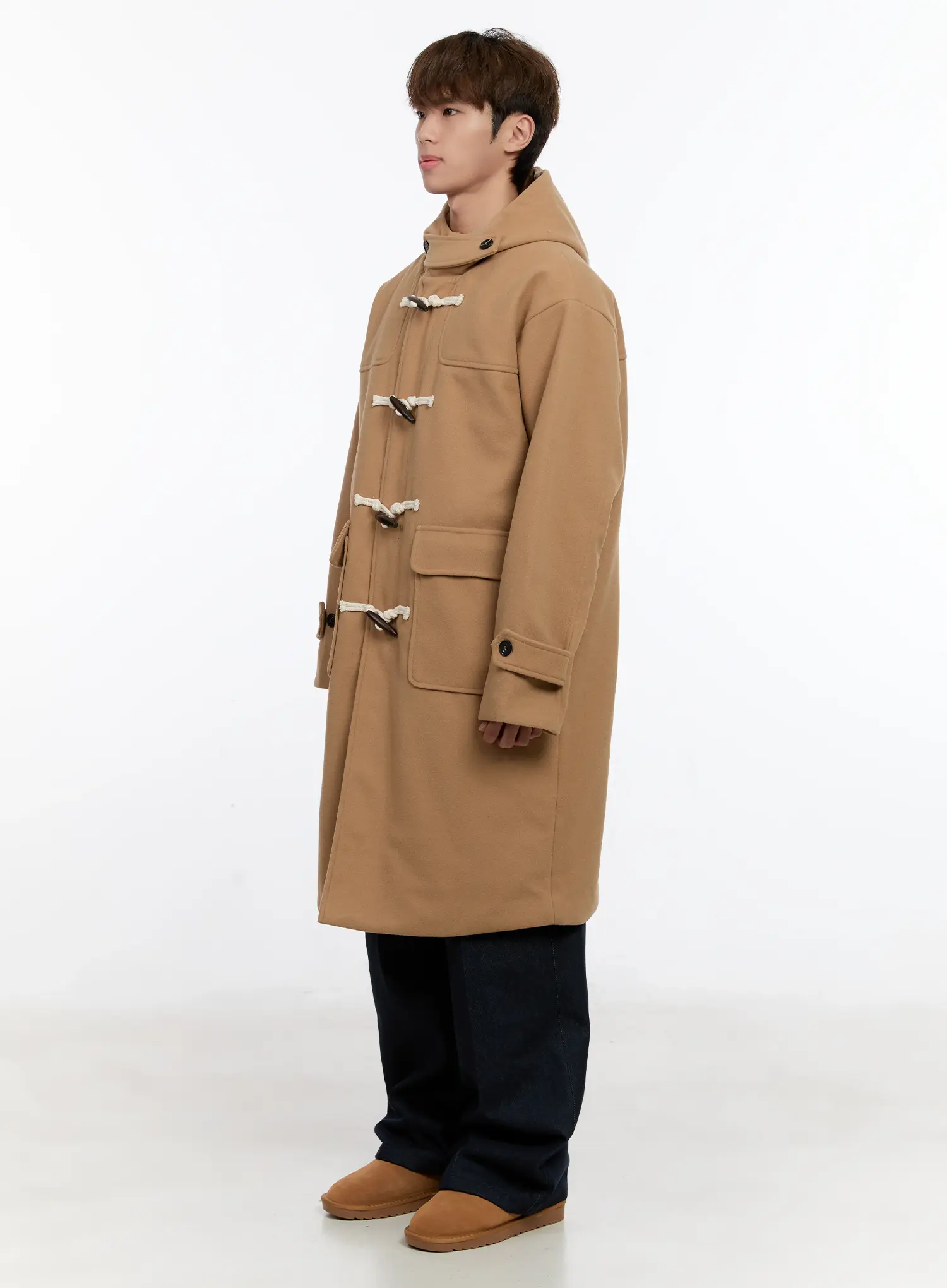 Men's Wool Blended Long Toggle Coat IN512 - Image 4