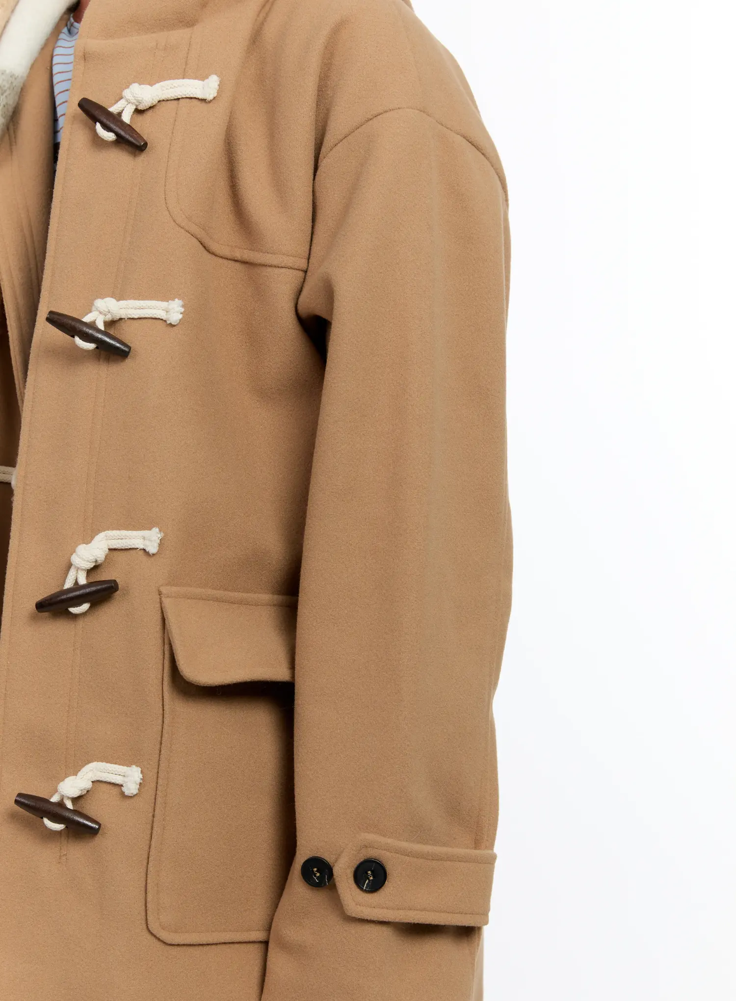 Men's Wool Blended Long Toggle Coat IN512 - Image 5