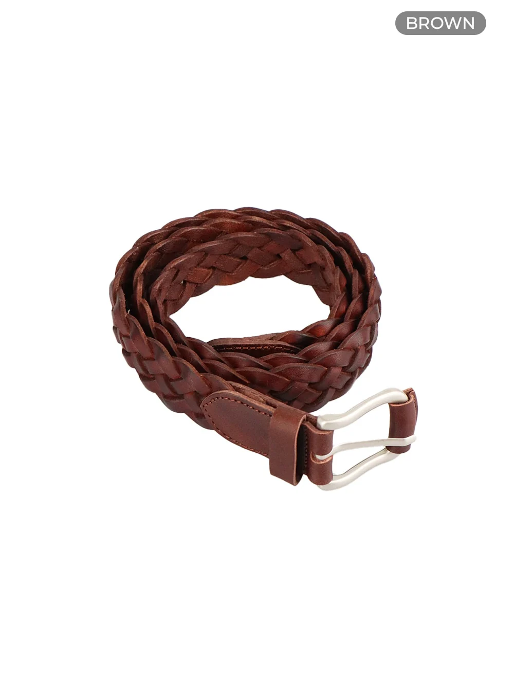 Men's Woven Faux Leather Belt IA401 - Image 4