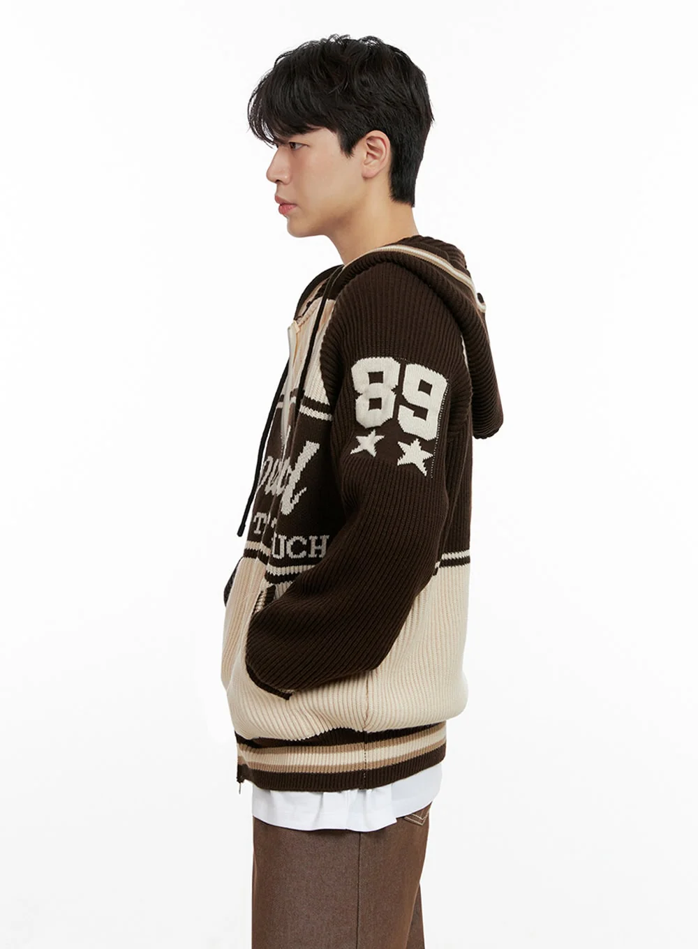 Men's Zip-Up Acrylic Hooded Sweater IN422 - Image 4