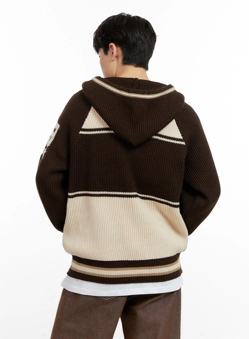 Men's Zip-Up Acrylic Hooded Sweater IN422 - Image 5