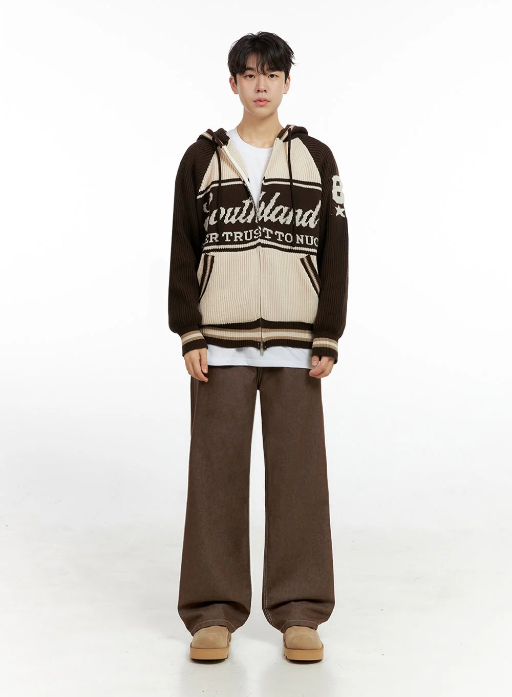 Men's Zip-Up Acrylic Hooded Sweater IN422 - Image 6