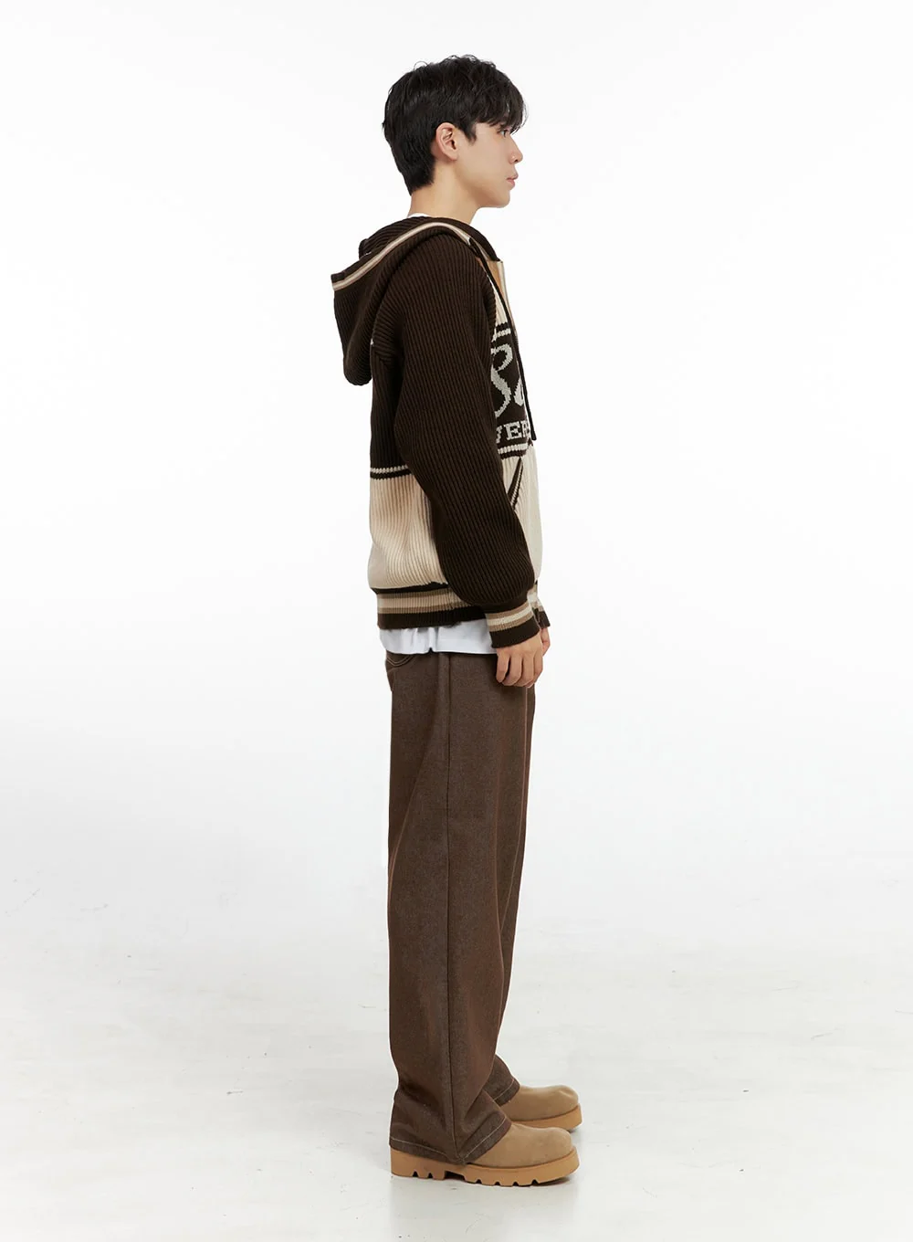 Men's Zip-Up Acrylic Hooded Sweater IN422 - Image 7