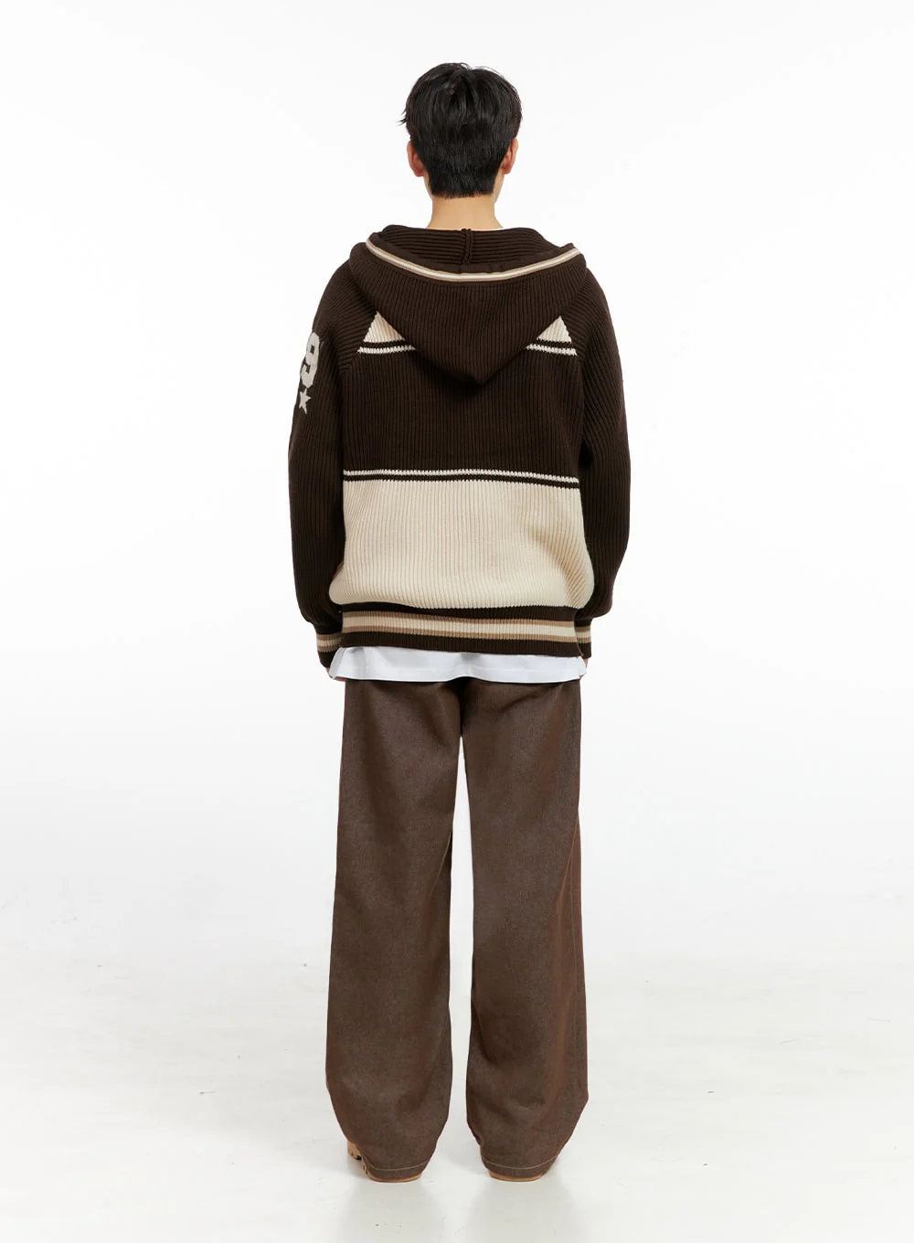 Men's Zip-Up Acrylic Hooded Sweater IN422 - Image 8