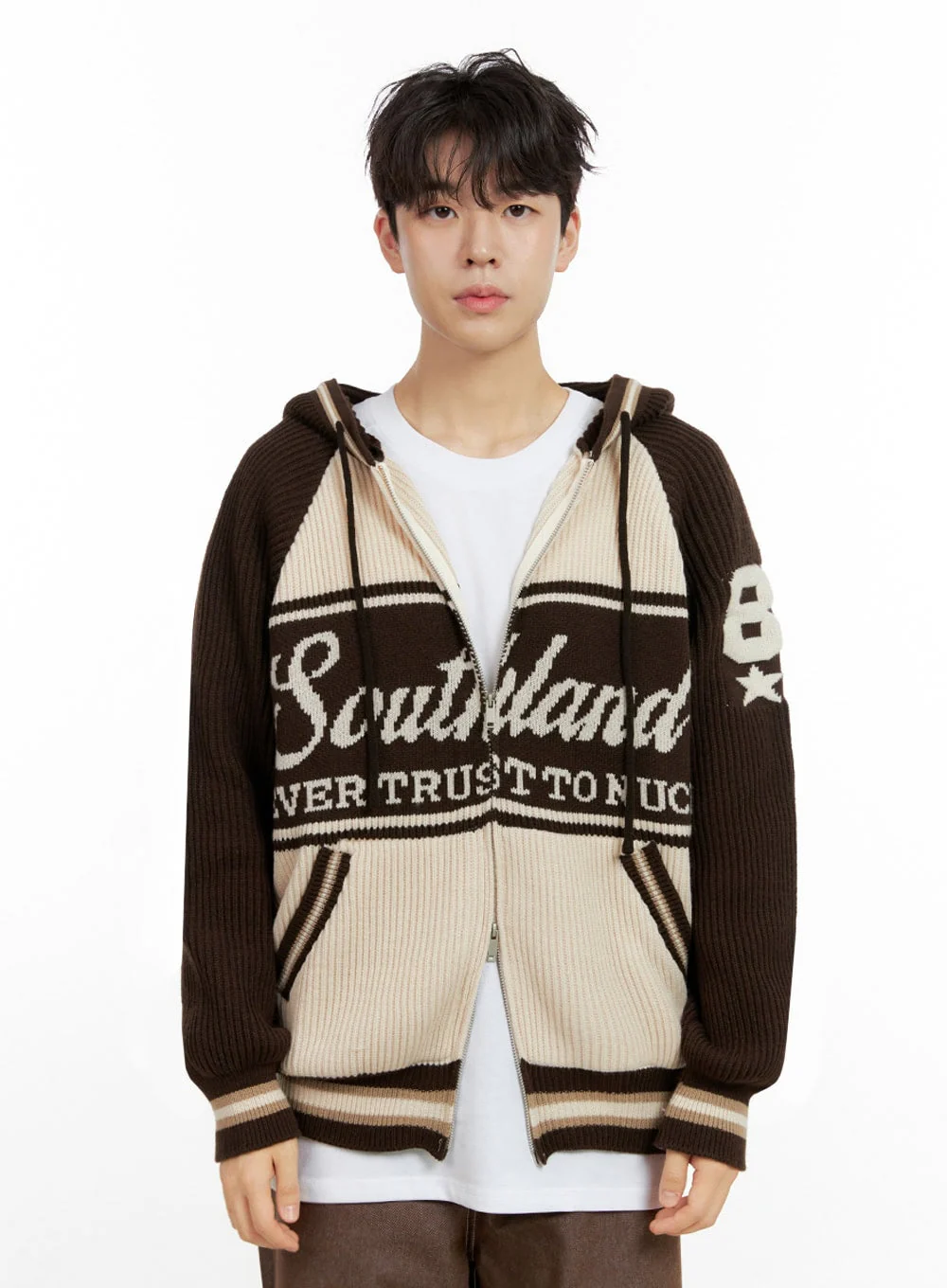 Men's Zip-Up Acrylic Hooded Sweater IN422 - Image 9