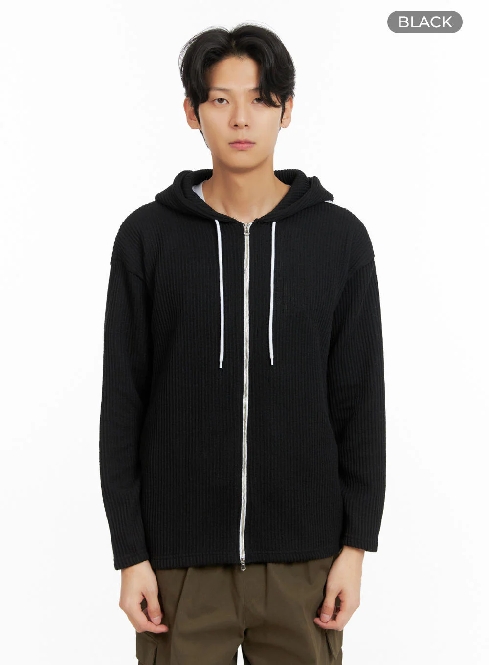Men's Zip-Up Hooded Knit Sweater IA402 - Image 10