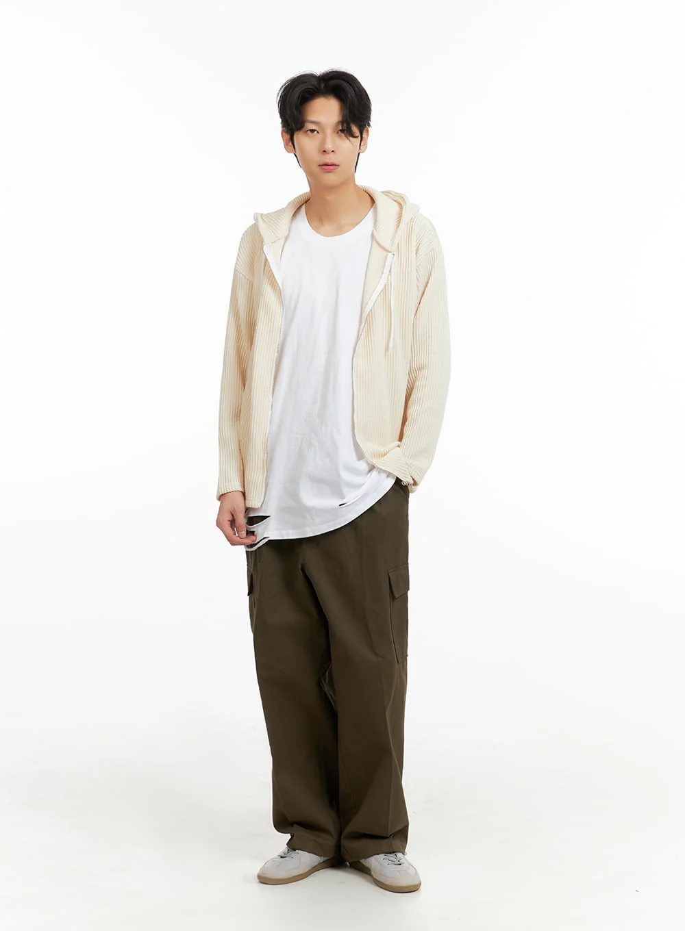 Men's Zip-Up Hooded Knit Sweater IA402 - Image 2