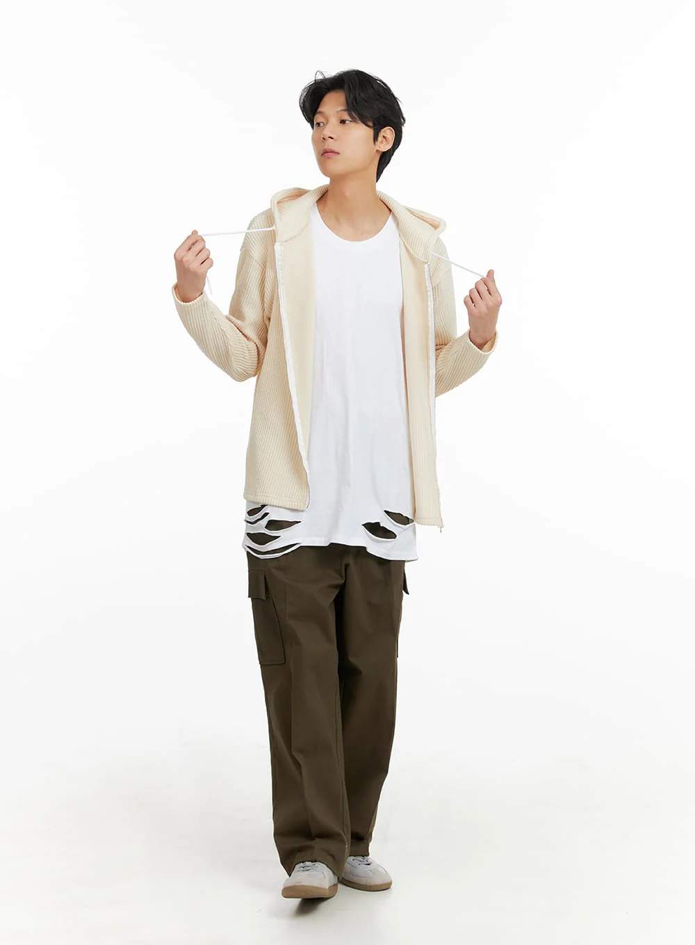 Men's Zip-Up Hooded Knit Sweater IA402 - Image 6