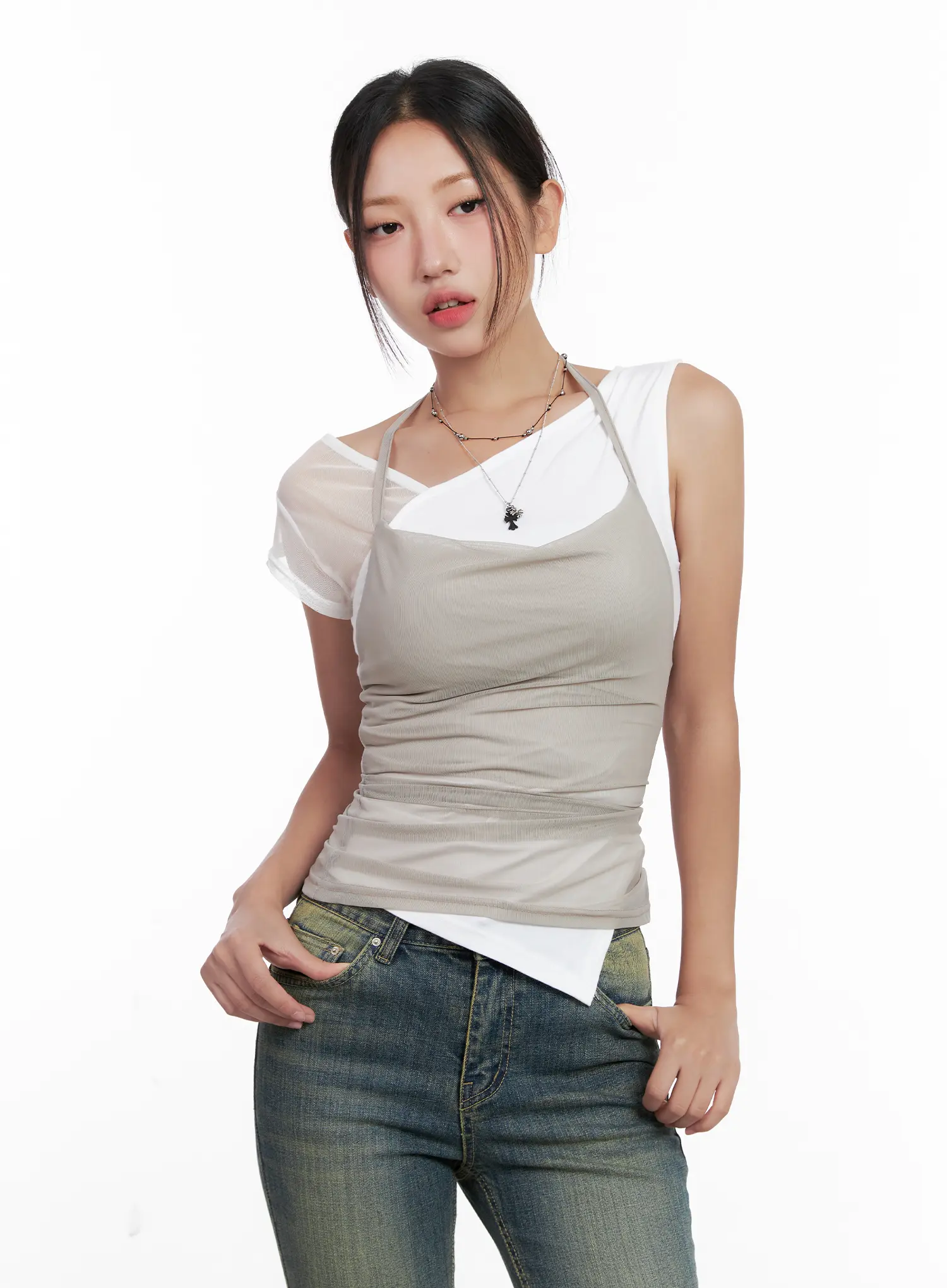 Mesh Draped Halter Tank CL518 - Image 10