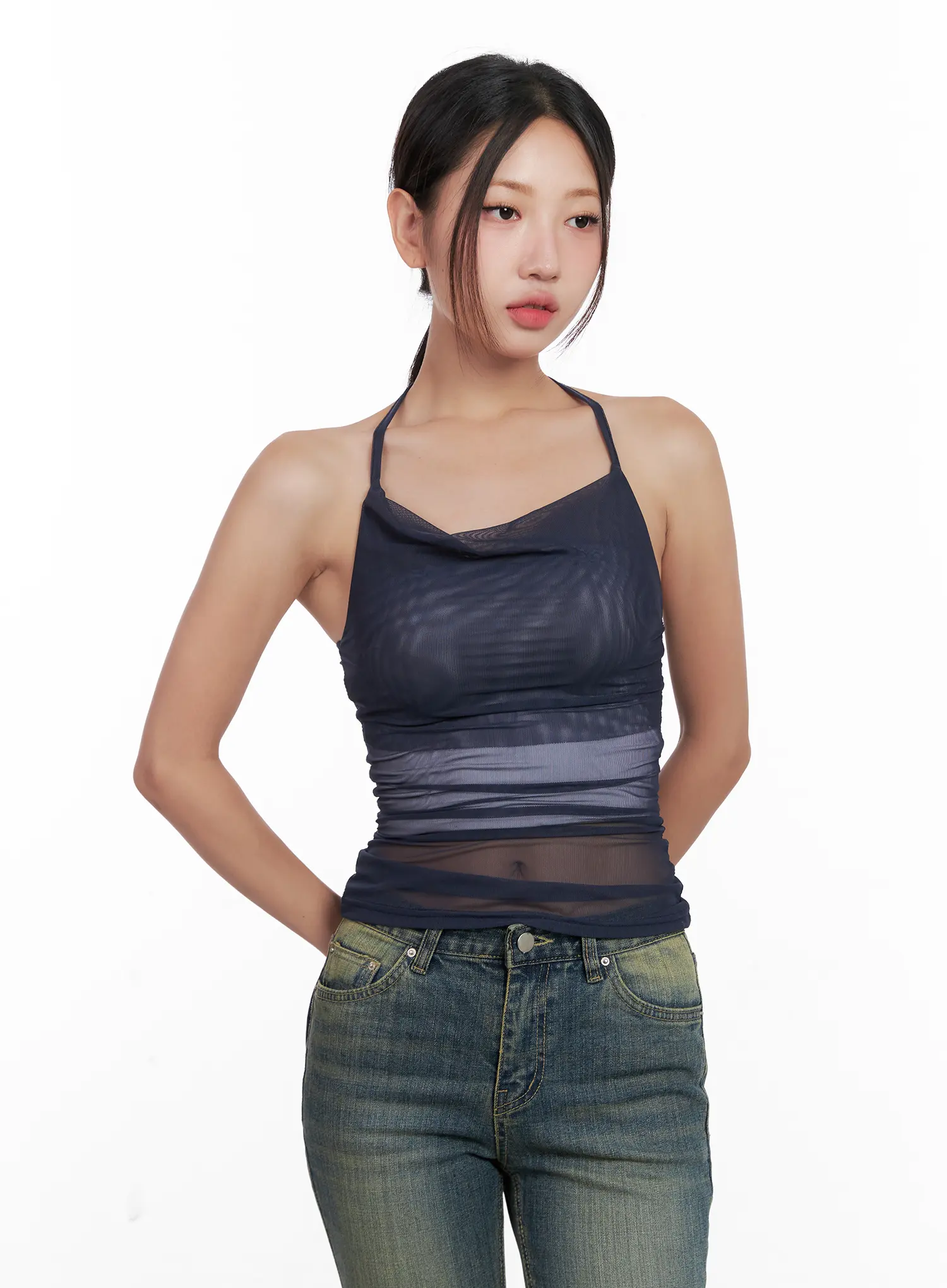 Mesh Draped Halter Tank CL518 - Image 11