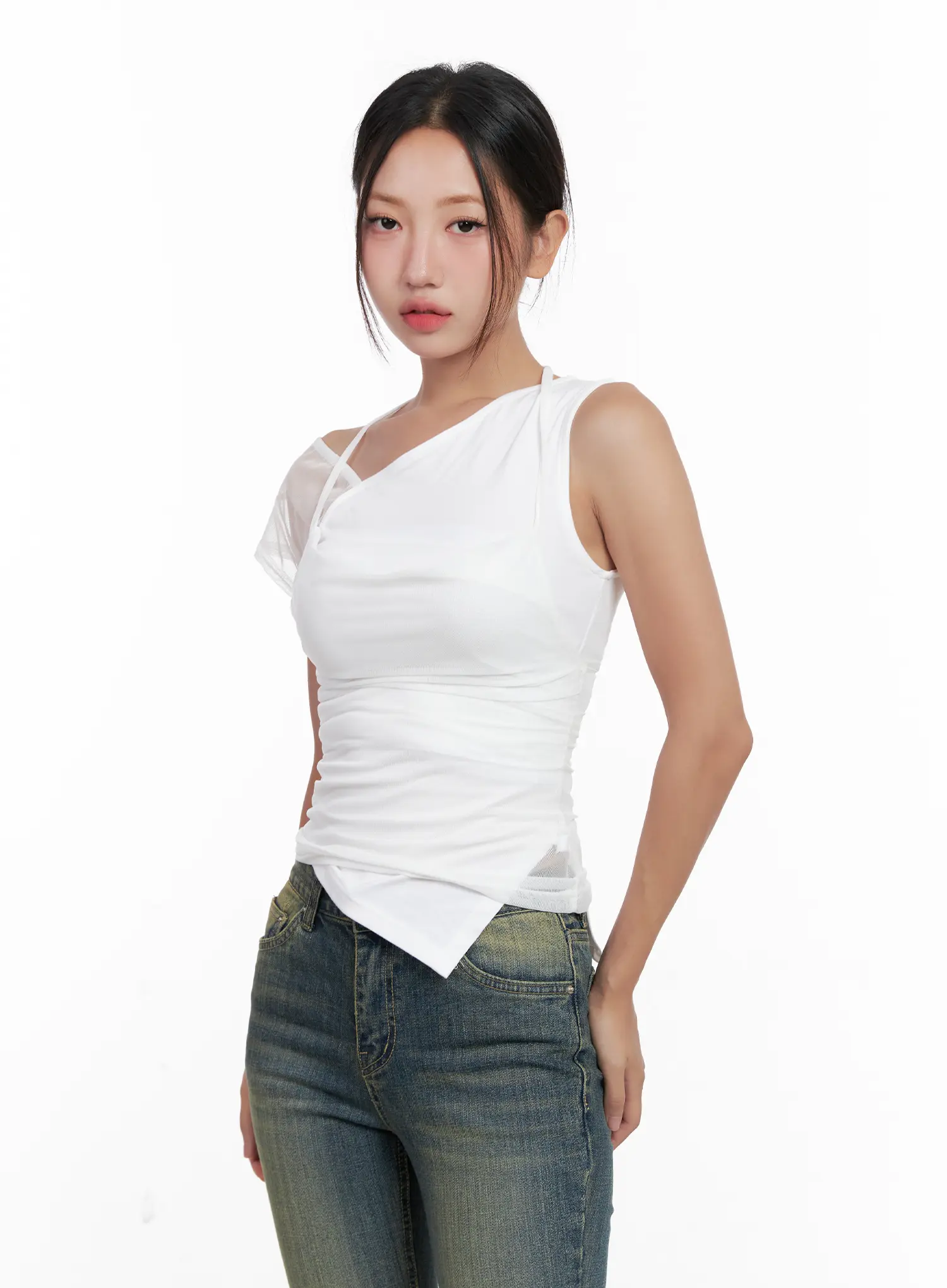 Mesh Draped Halter Tank CL518 - Image 12