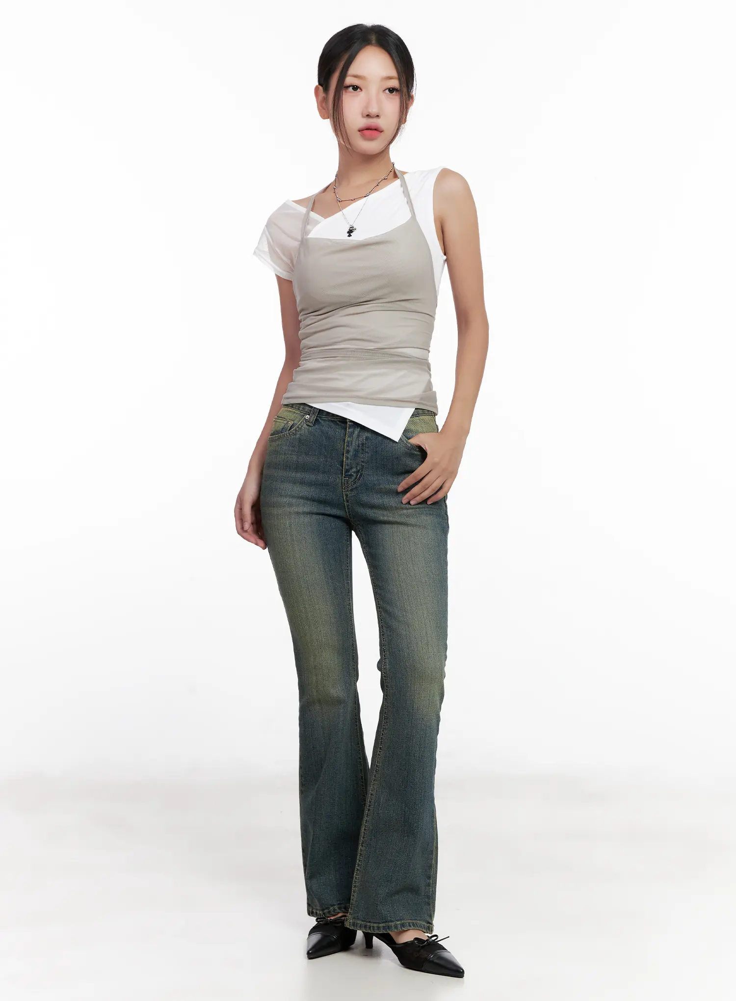 Mesh Draped Halter Tank CL518 - Image 3