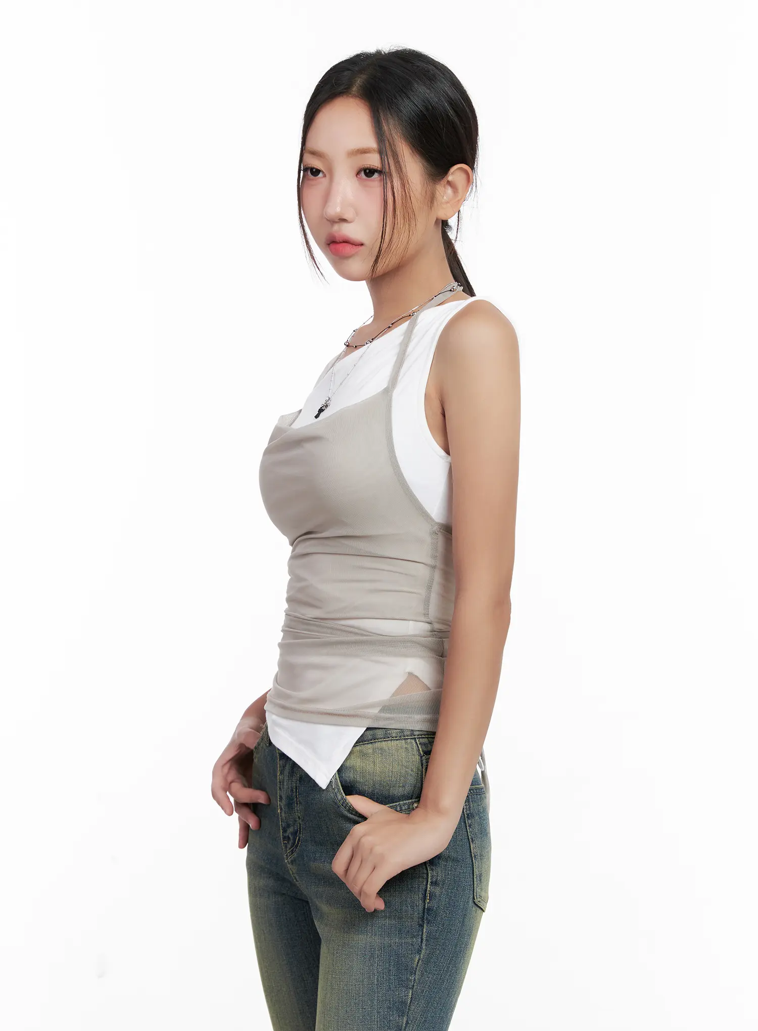 Mesh Draped Halter Tank CL518 - Image 7