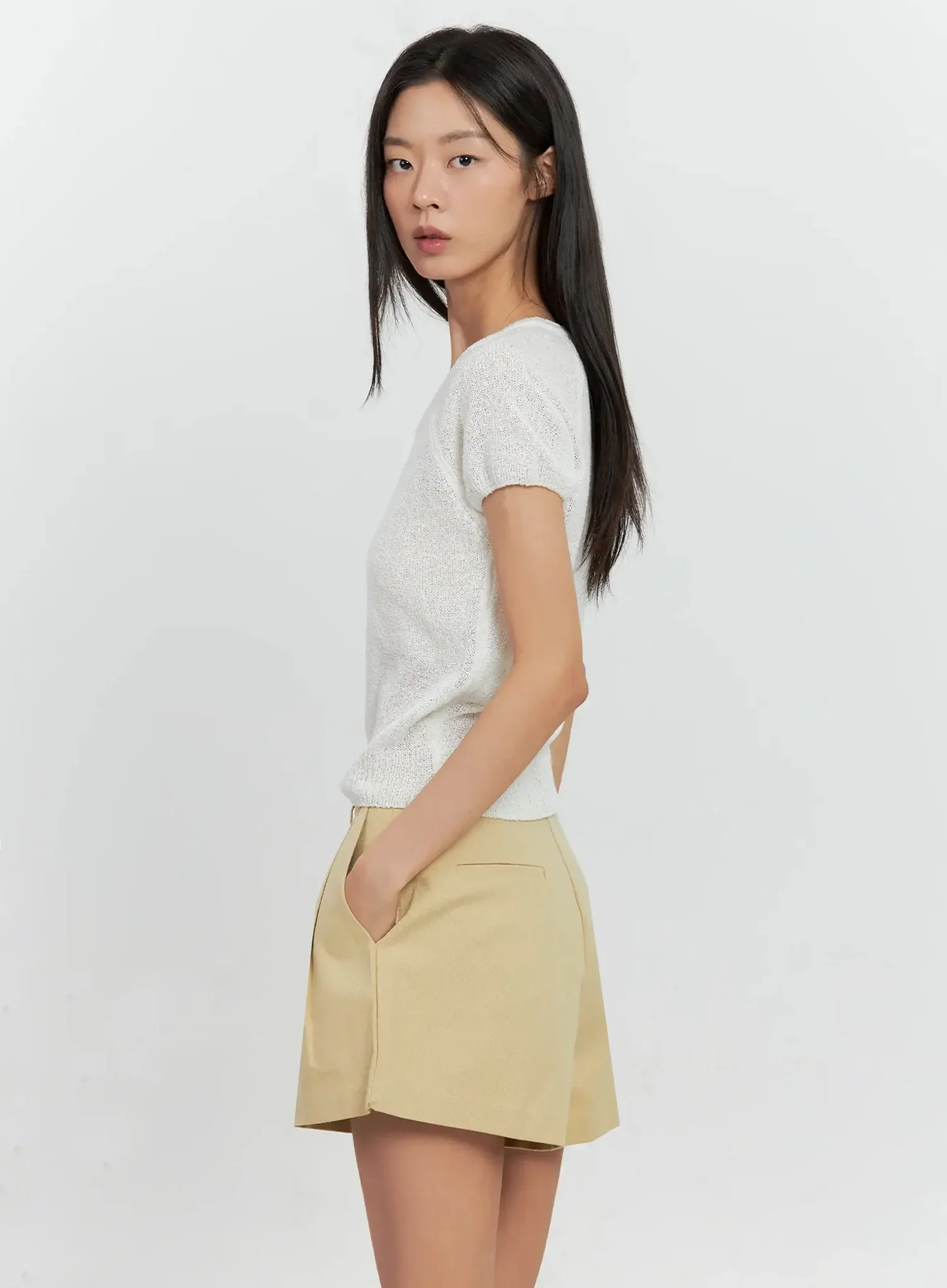 Mesh V-Neck Short-Sleeve Top IL528 - Image 10