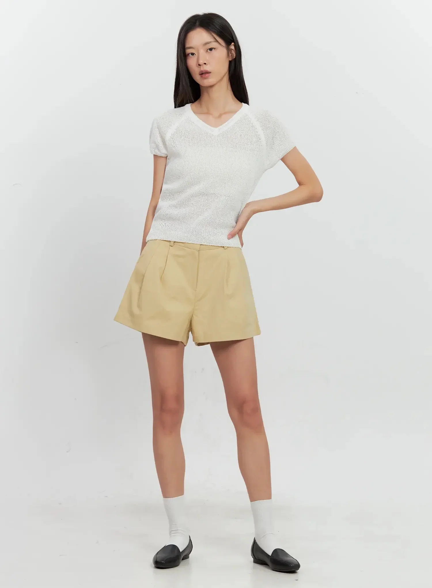 Mesh V-Neck Short-Sleeve Top IL528 - Image 12