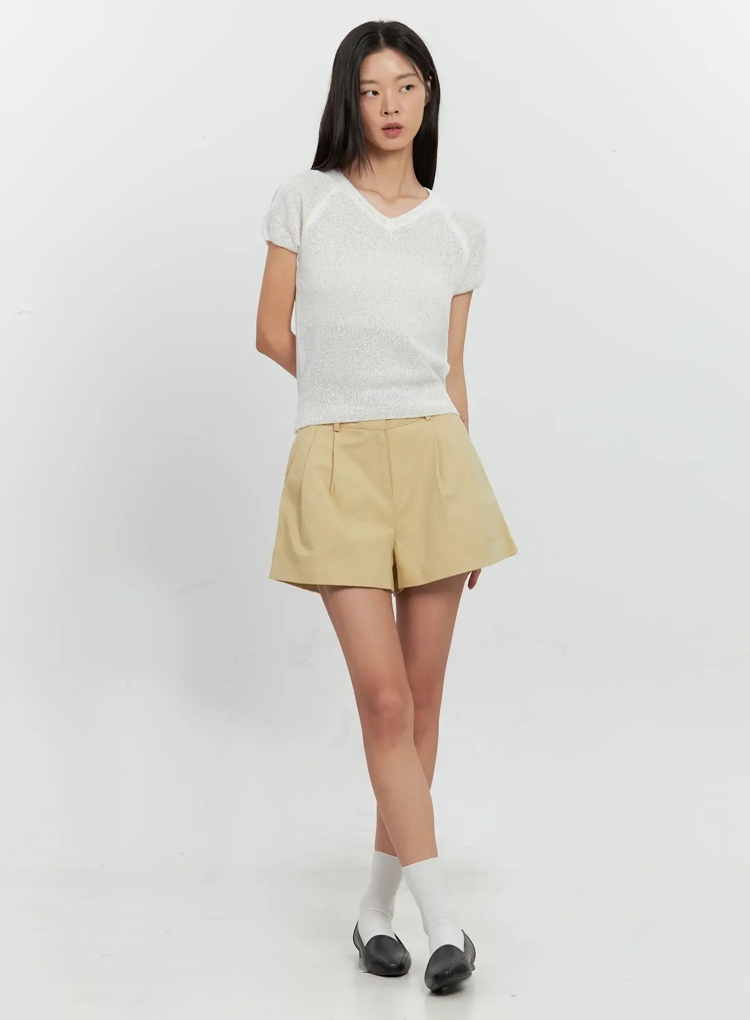 Mesh V-Neck Short-Sleeve Top IL528 - Image 2