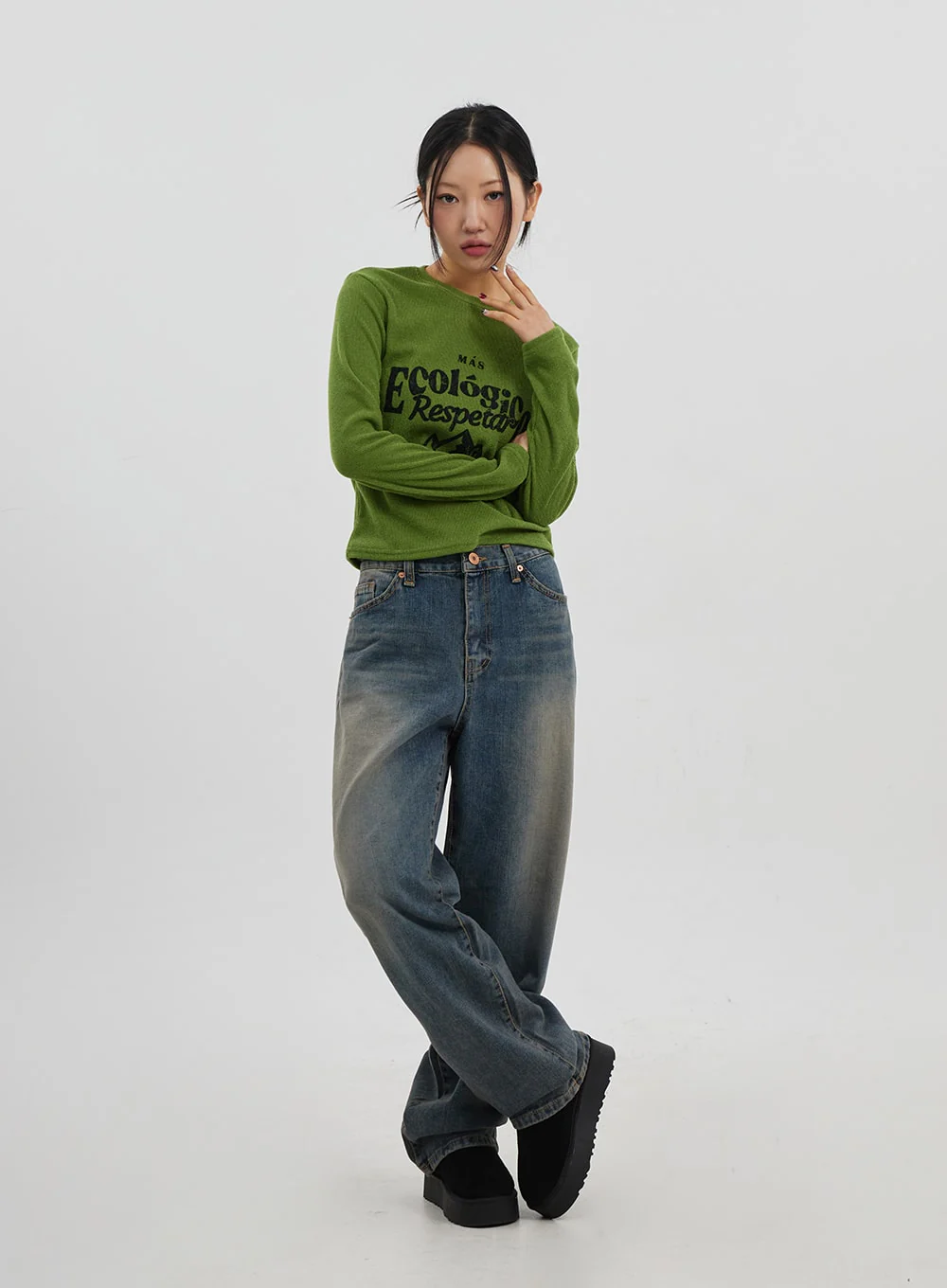 Mid-Rise Baggy Jeans Unisex CJ330 - Image 8