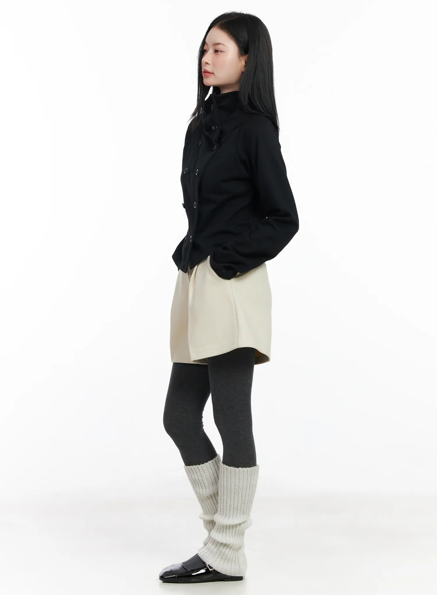 Minimalist Cream Tailored Shorts CJ519 - Image 5