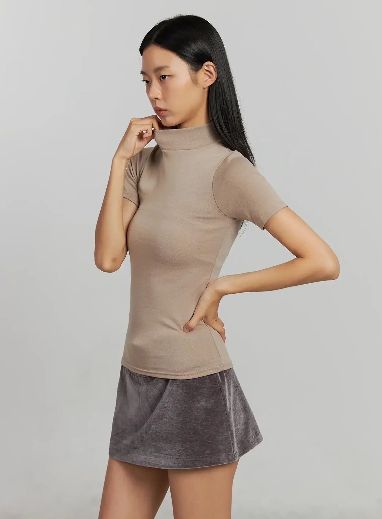 Mock Neck Short Sleeve Top IJ502 - Image 16