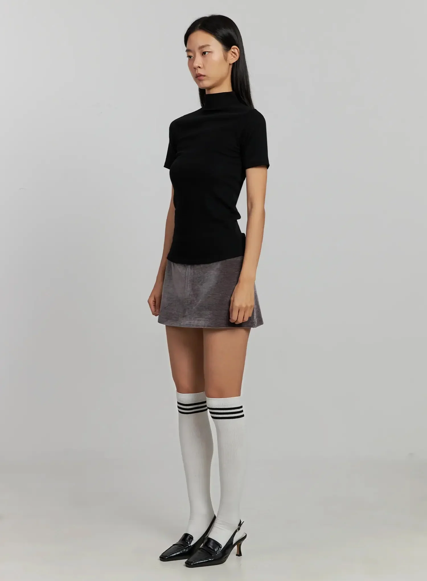 Mock Neck Short Sleeve Top IJ502 - Image 9