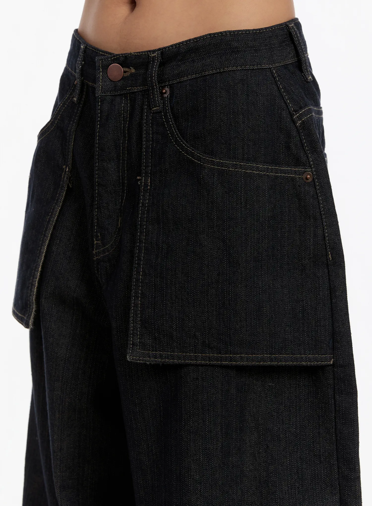 Momo Non-Fade Pocket Wide Jeans CN527 - Image 3