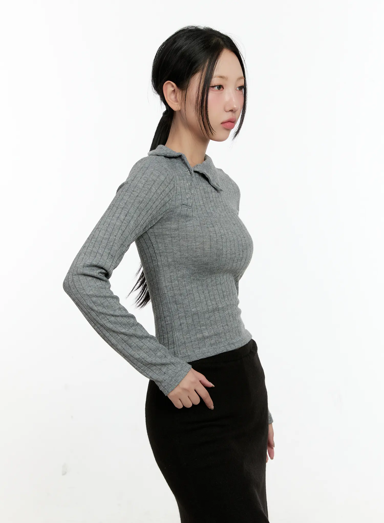 Mono Asymmetric Snap Turtleneck Top CN505 - Image 6