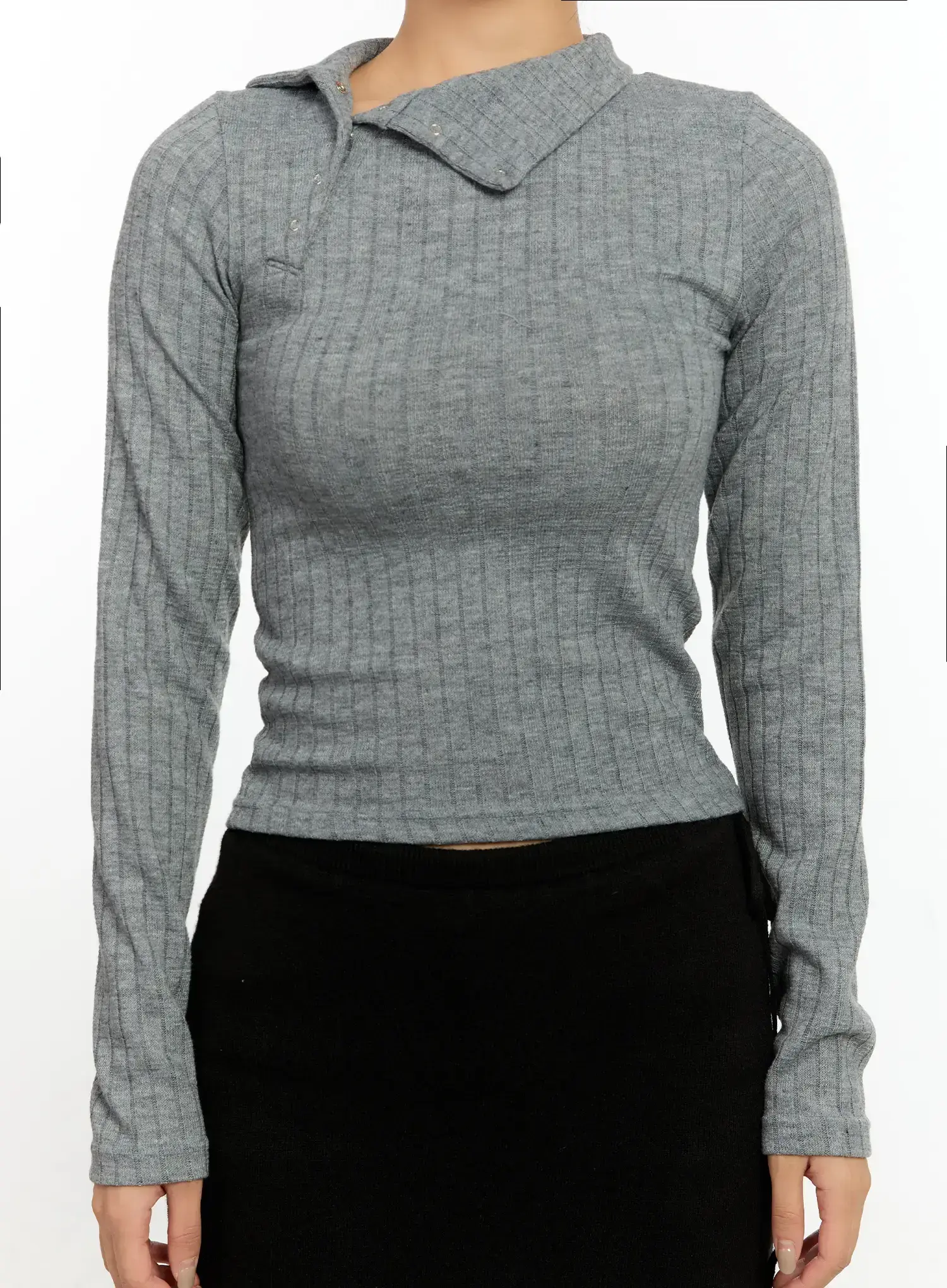 Mono Asymmetric Snap Turtleneck Top CN505 - Image 8
