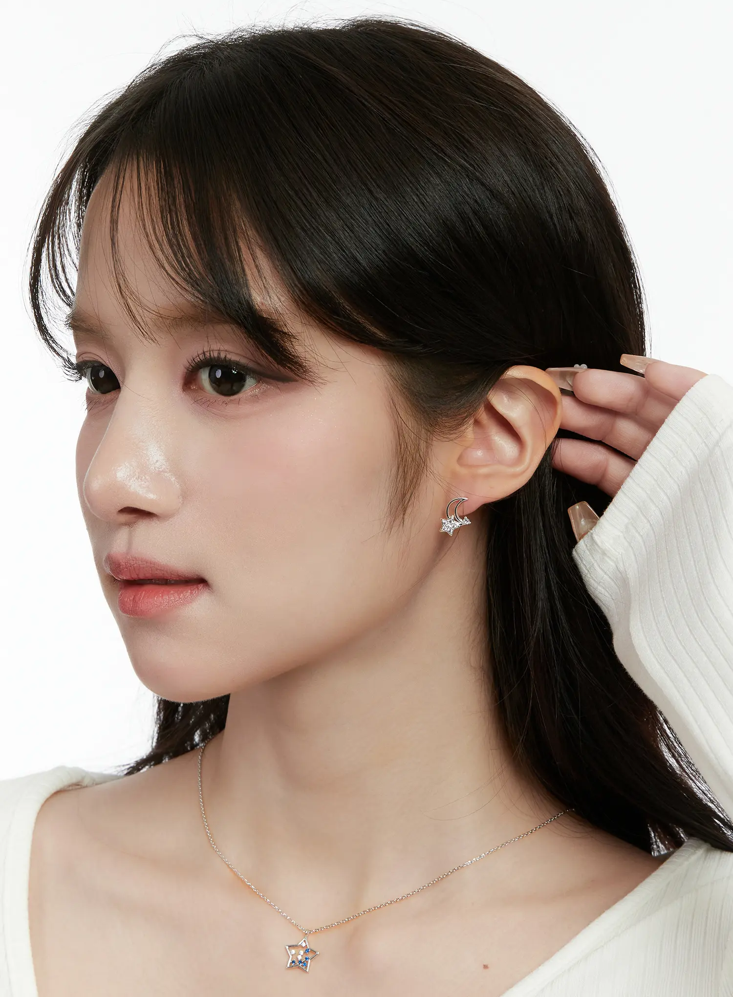 Moon & Star Stud Earrings CD514 - Image 2