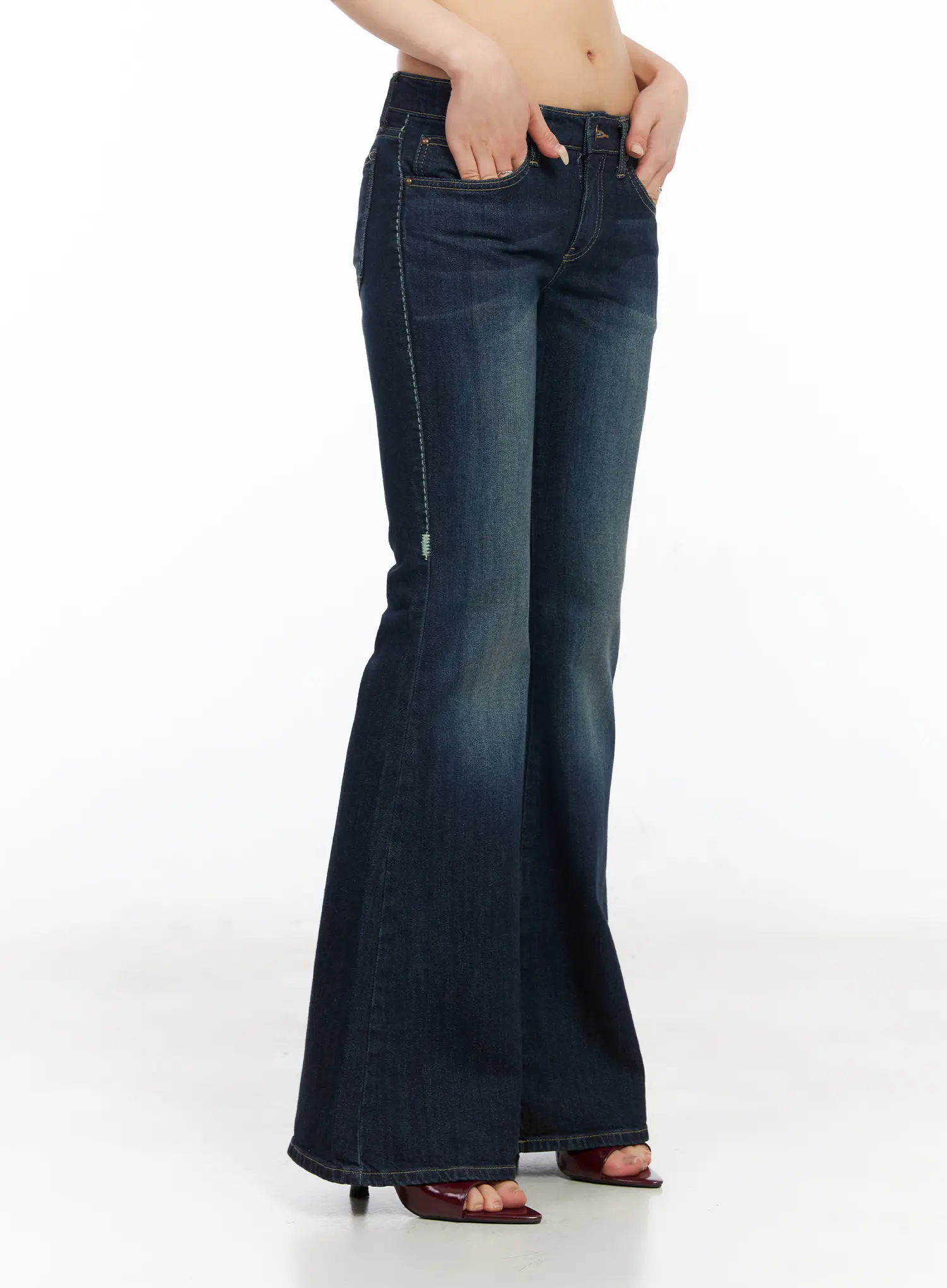 Navy Low Rise Bootcut Jeans CM517 - Image 4