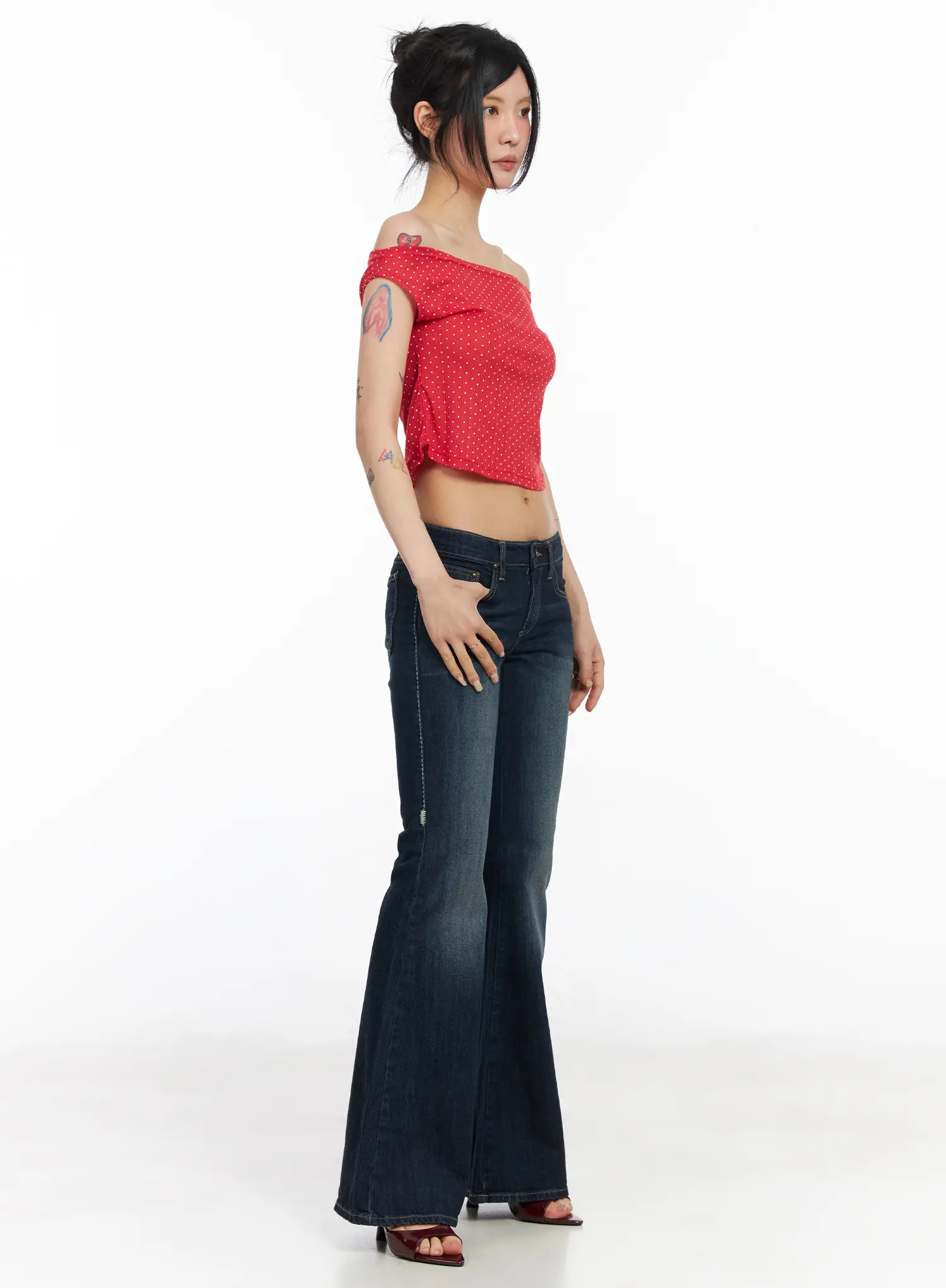 Navy Low Rise Bootcut Jeans CM517 - Image 5