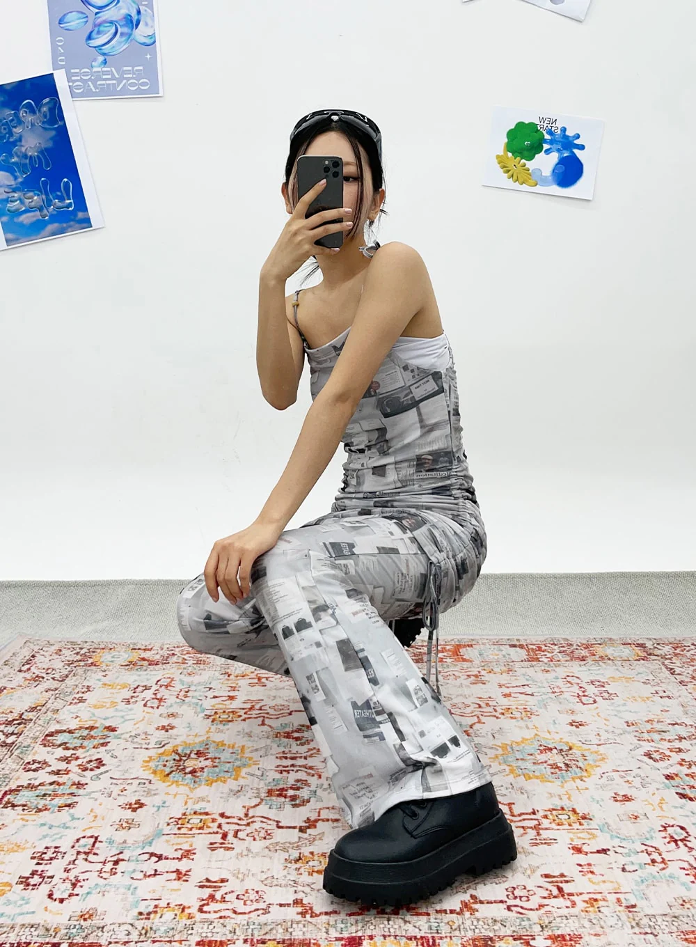 Newspaper Print Pants CY308 - Image 6