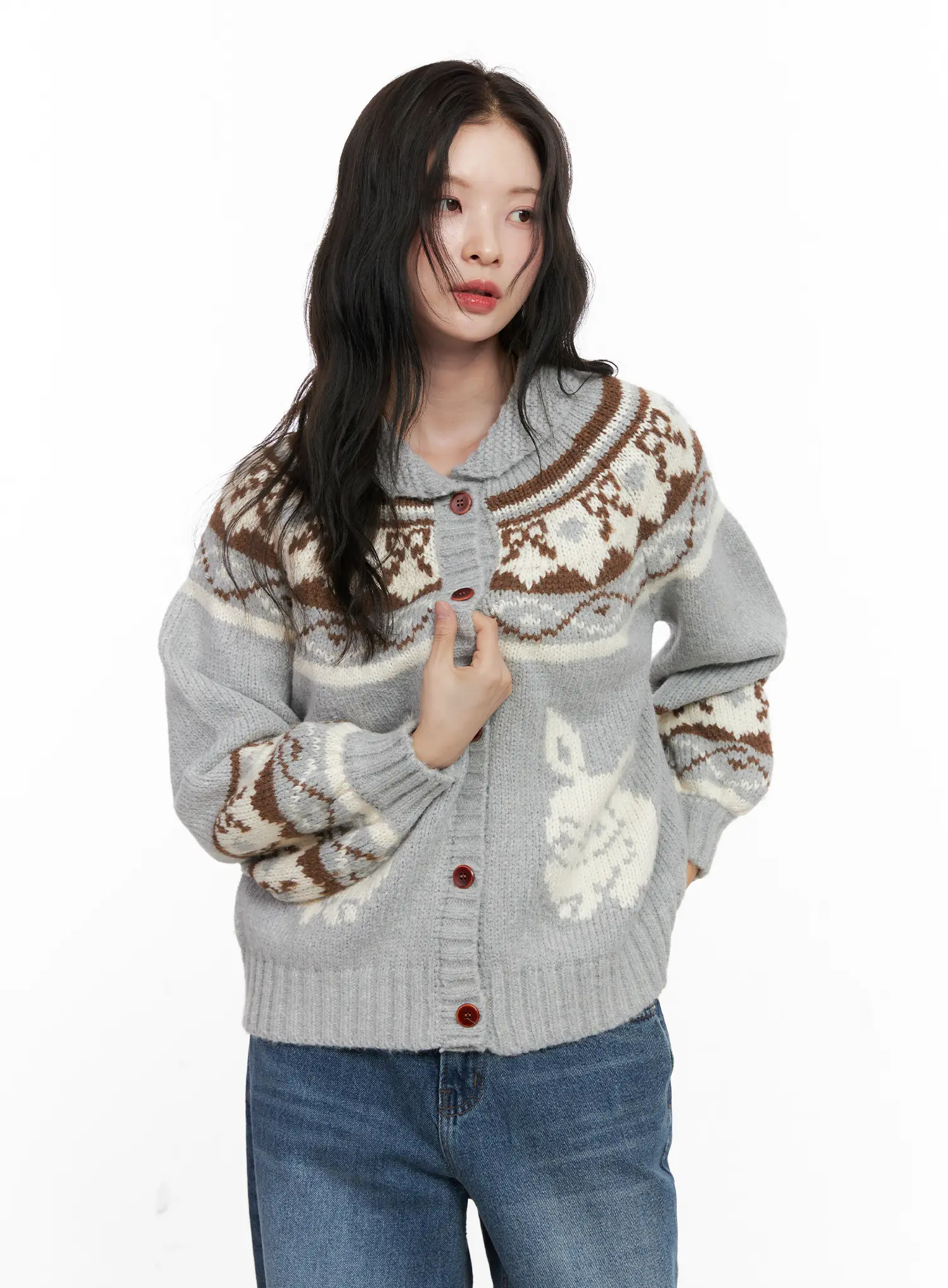 Nordic Chunky Knit Cardigan CO531 - Image 9
