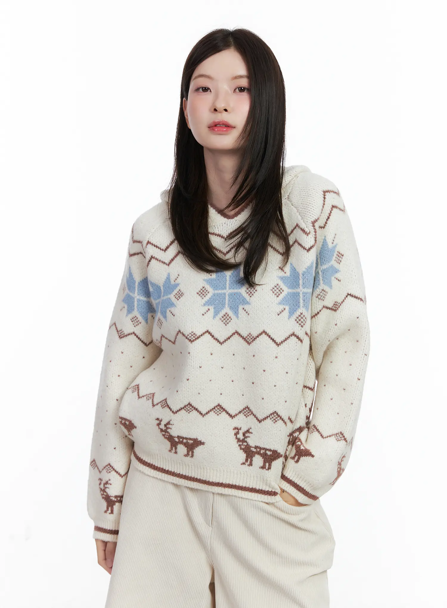 Nordic Hooded Knit Sweater CN519 - Image 11