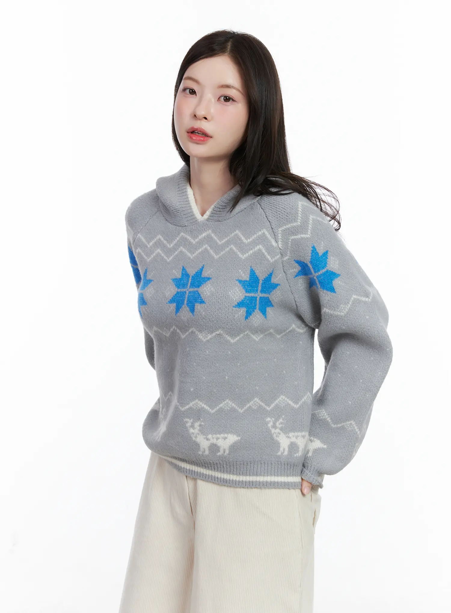 Nordic Hooded Knit Sweater CN519 - Image 12