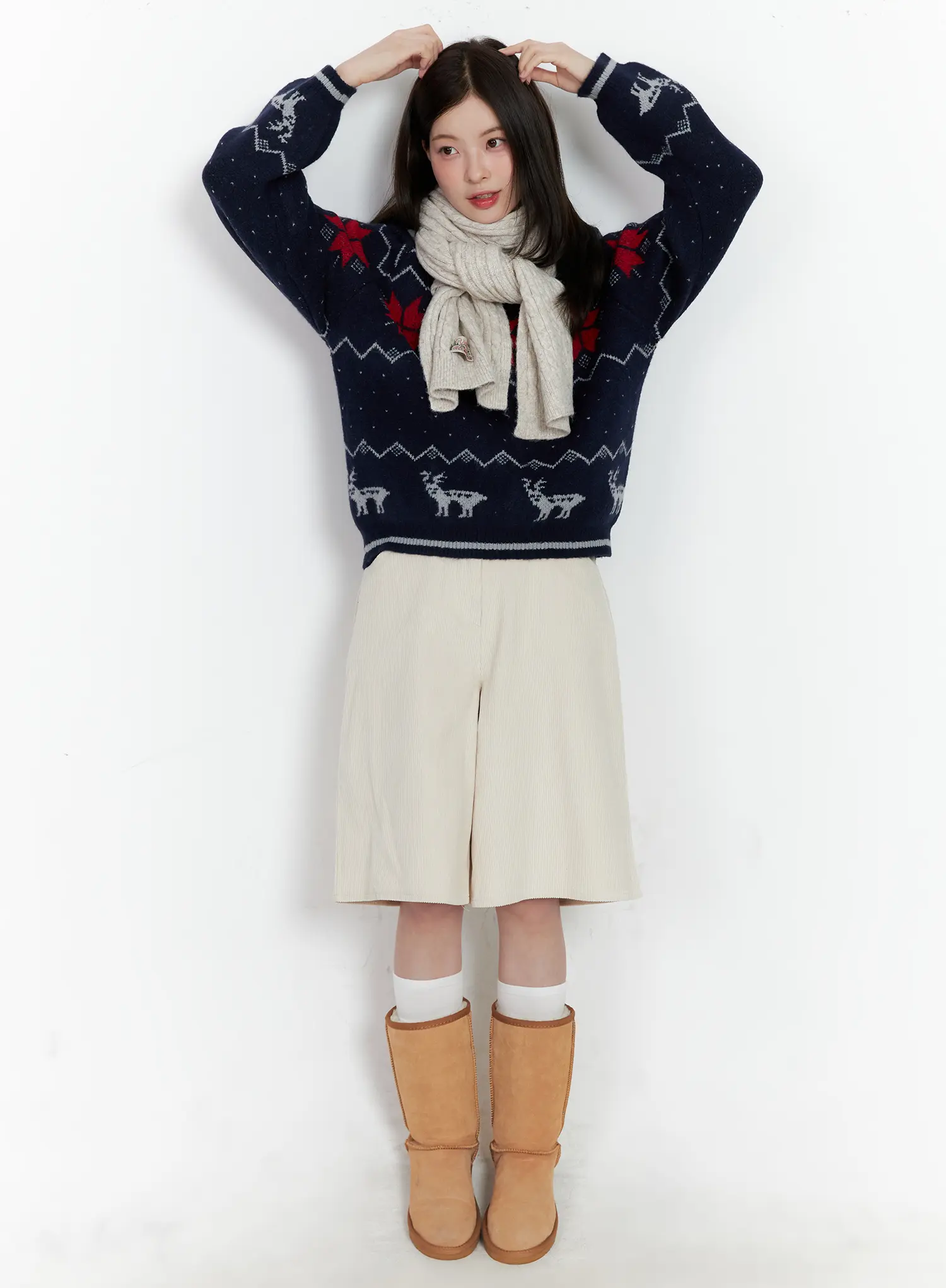 Nordic Hooded Knit Sweater CN519 - Image 3