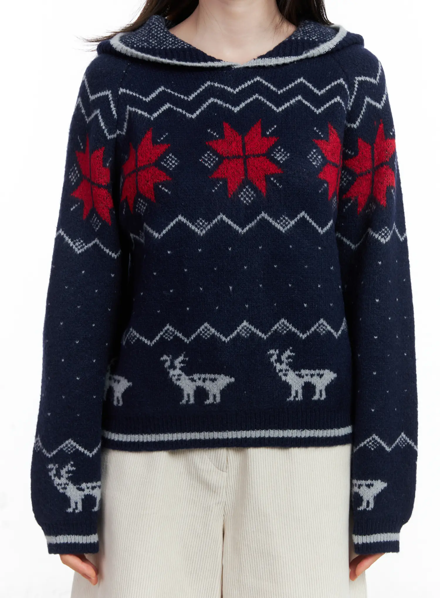 Nordic Hooded Knit Sweater CN519 - Image 4