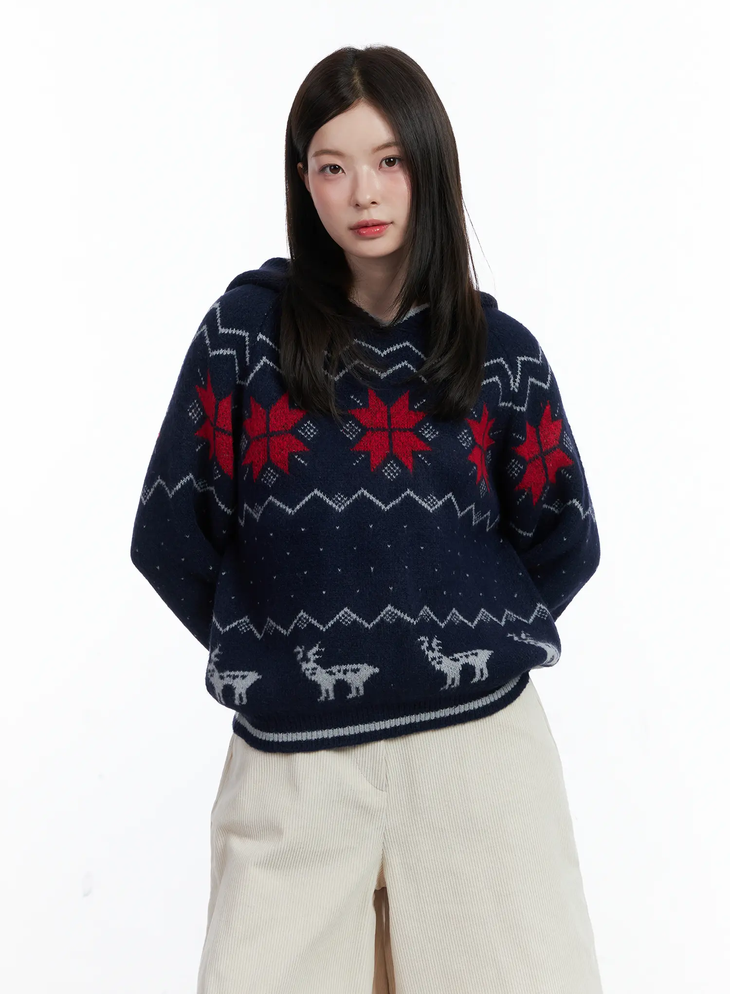 Nordic Hooded Knit Sweater CN519 - Image 5