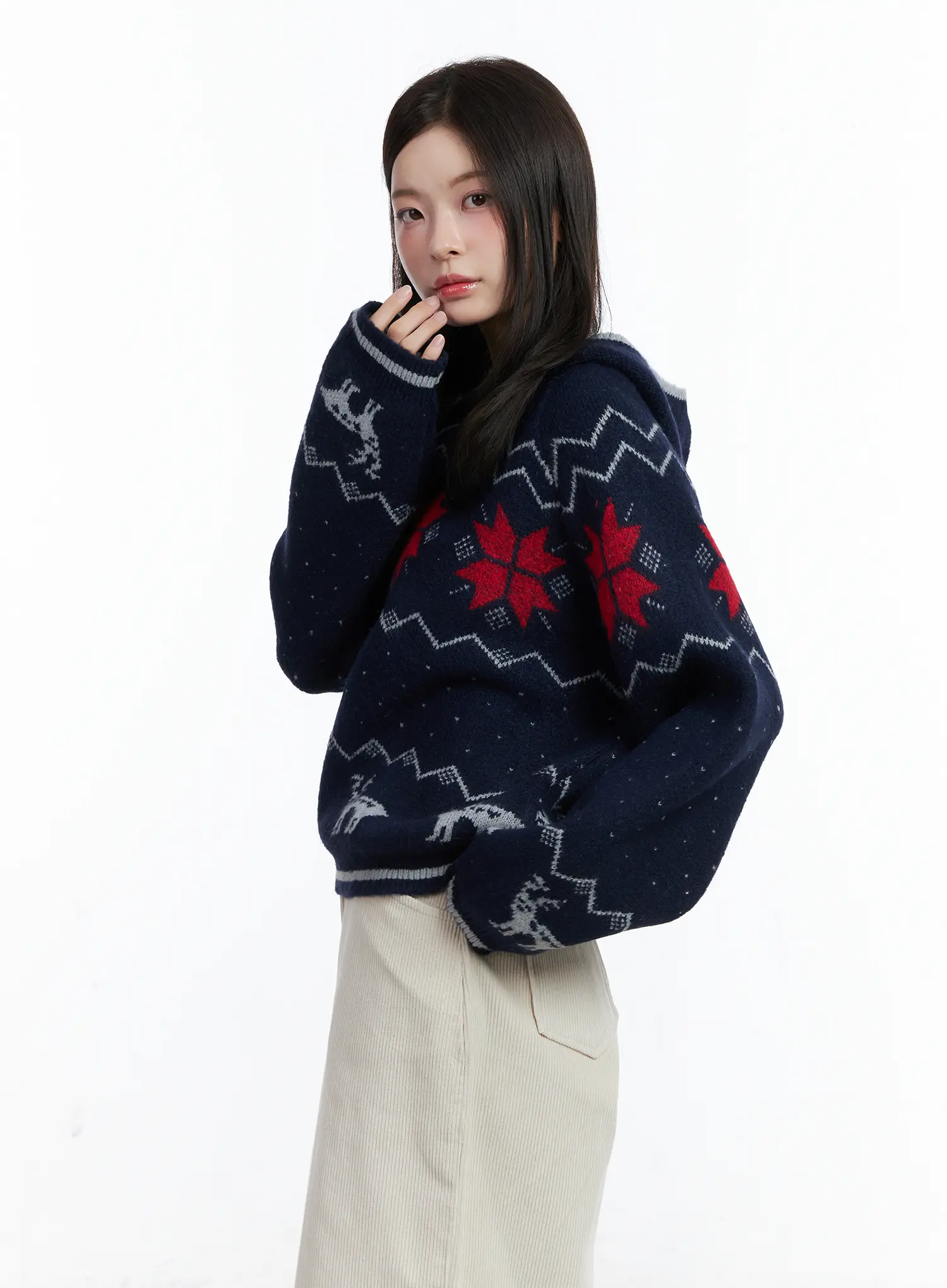 Nordic Hooded Knit Sweater CN519 - Image 6